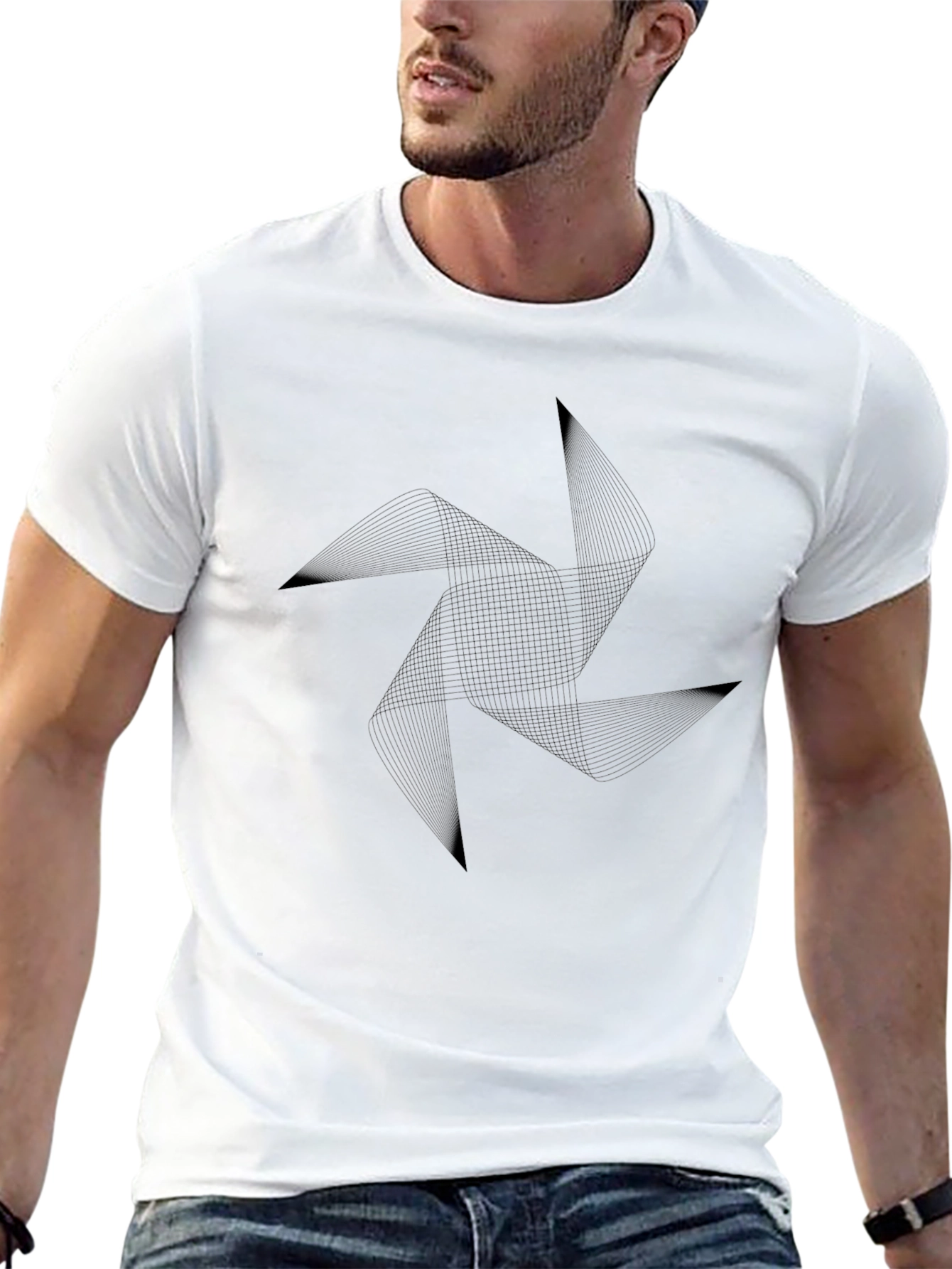 Abstract Geometric Tee - Modern Black Graphic T-Shirt