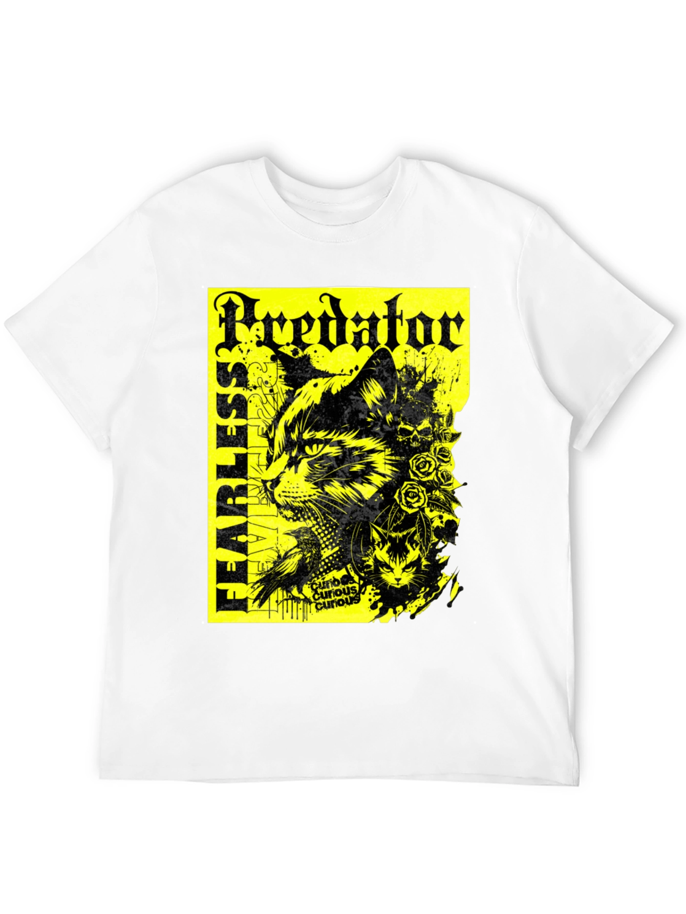 Predator Cat Graphic T-Shirt - Fearless Design