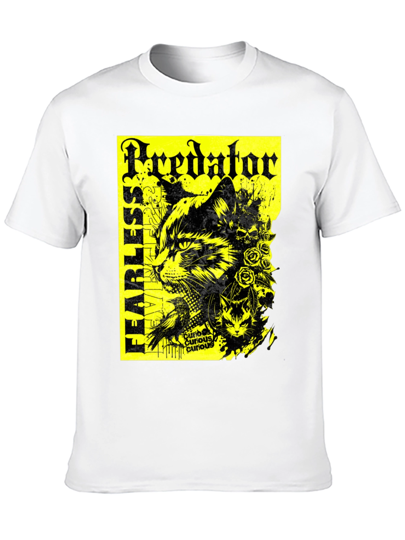 Predator Cat Graphic T-Shirt - Fearless Design