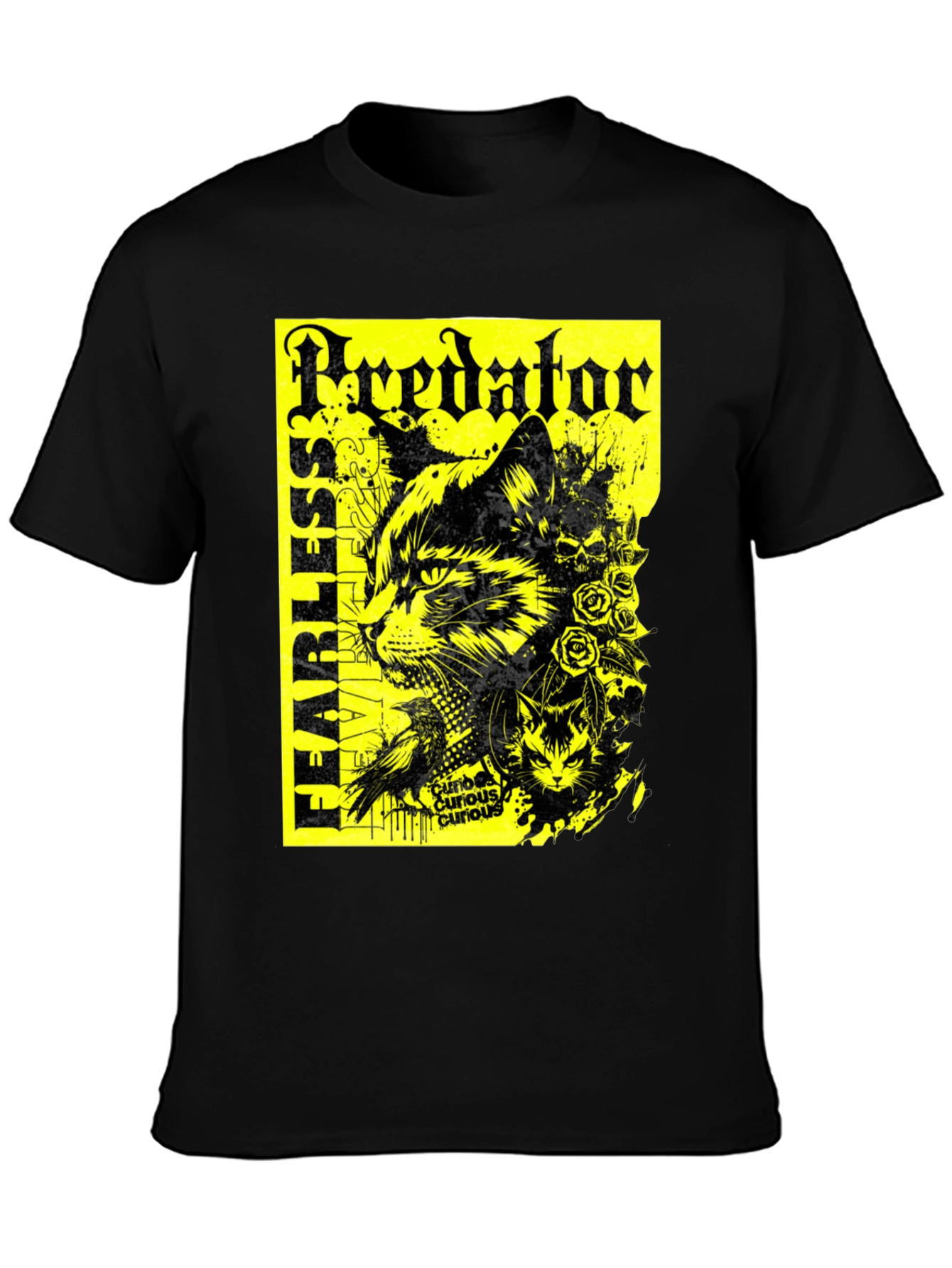 Predator Cat Graphic T-Shirt - Fearless Design