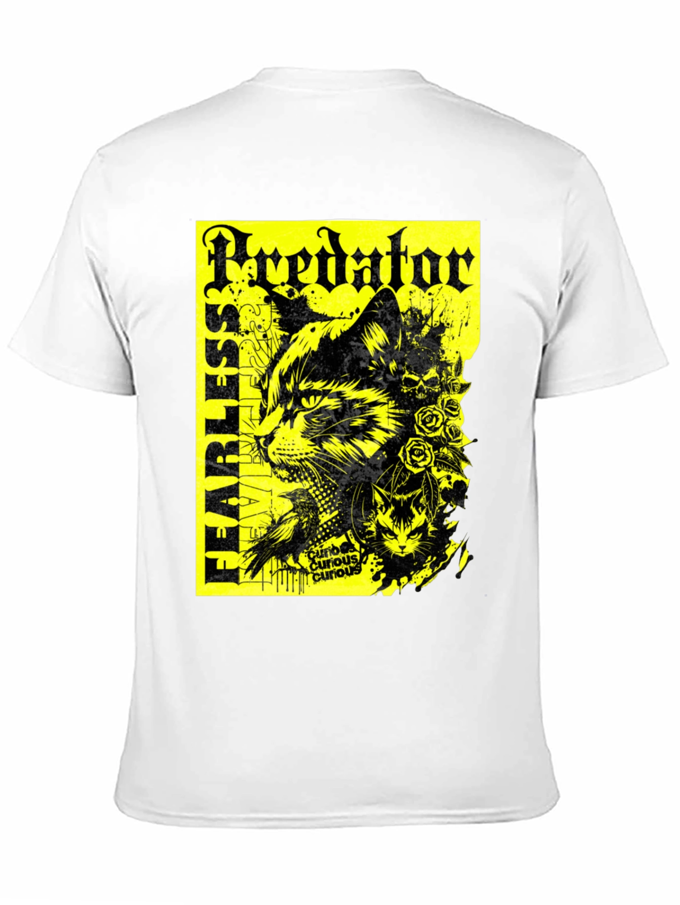 Predator Cat Graphic T-Shirt - Fearless Design