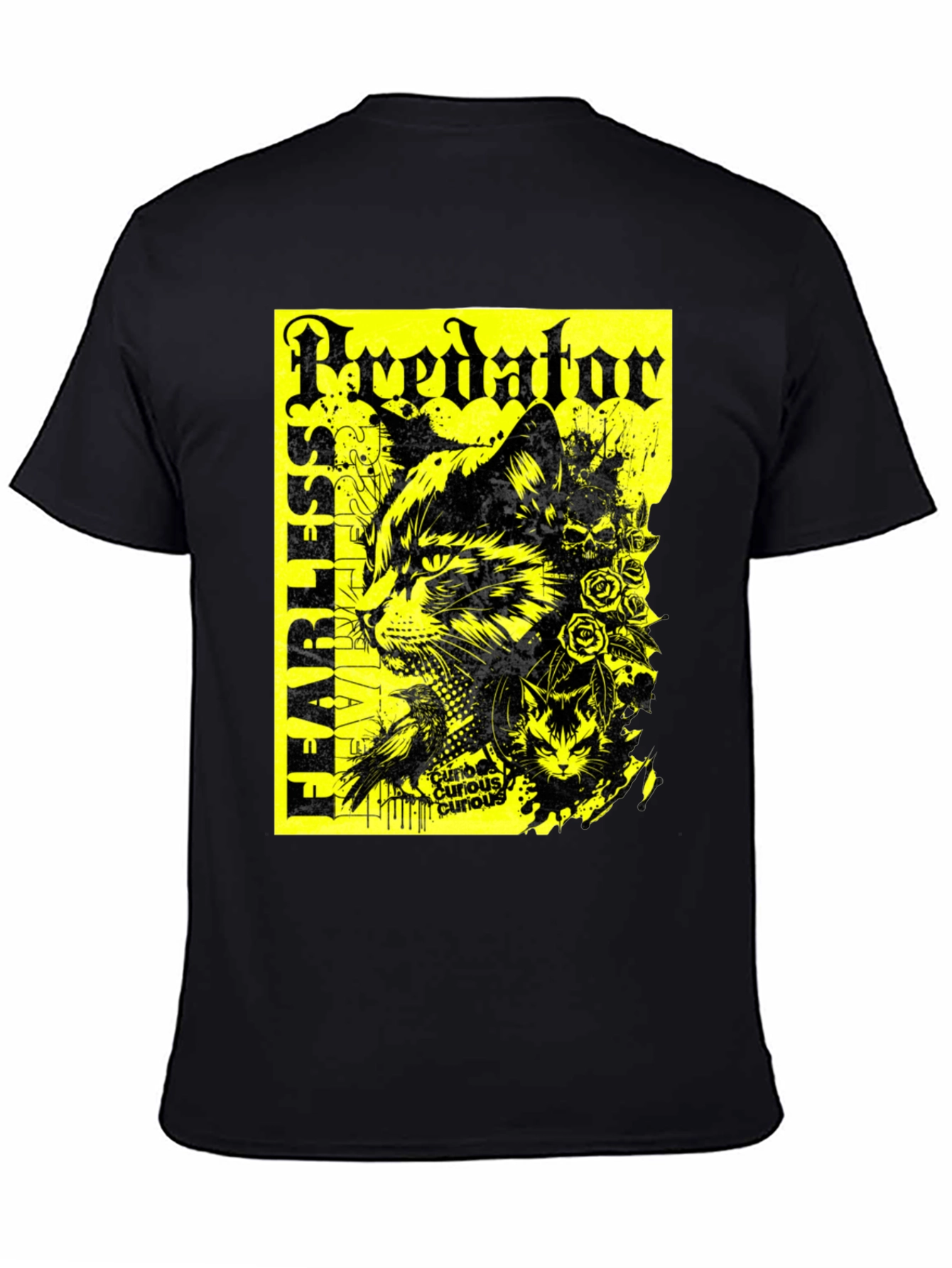 Predator Cat Graphic T-Shirt - Fearless Design