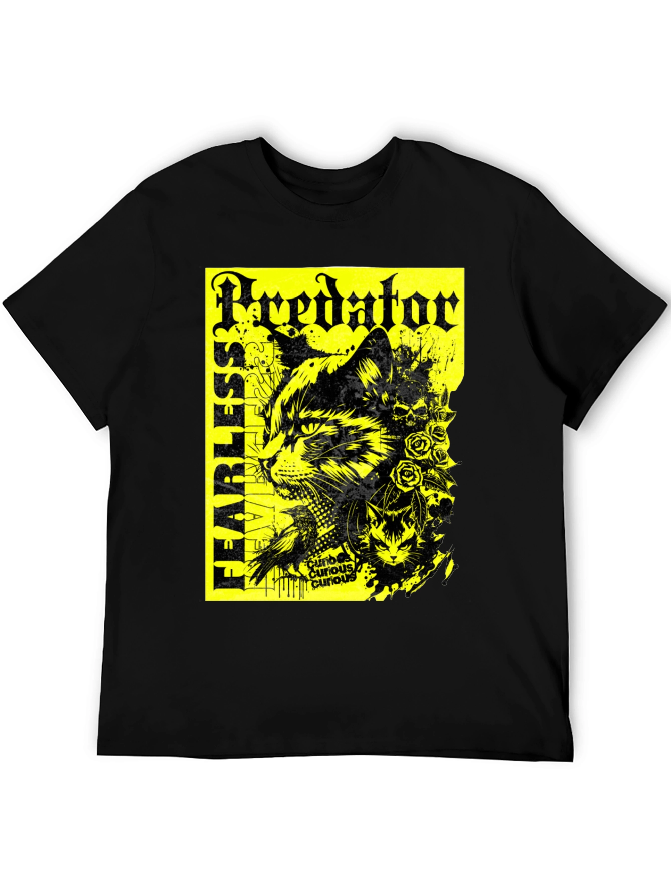 Predator Cat Graphic T-Shirt - Fearless Design
