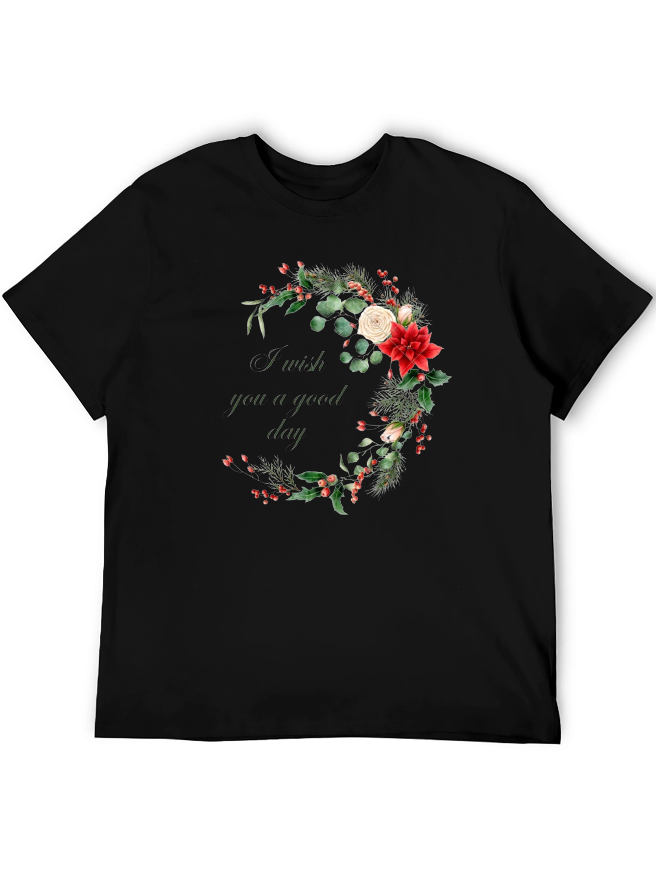 Floral Good Day Graphic Tee - Black