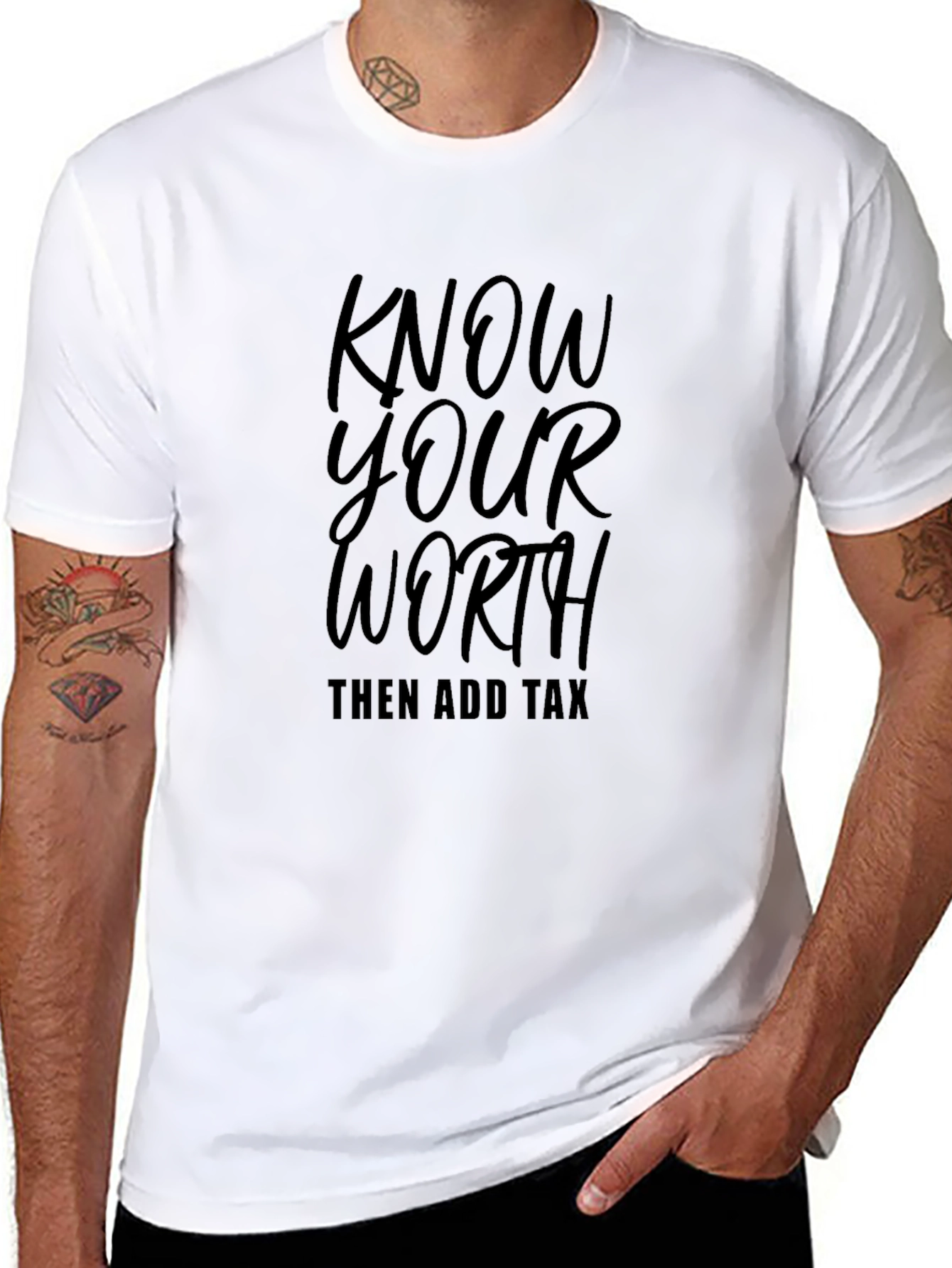 Know Your Worth Mens Black Graphic Tee
