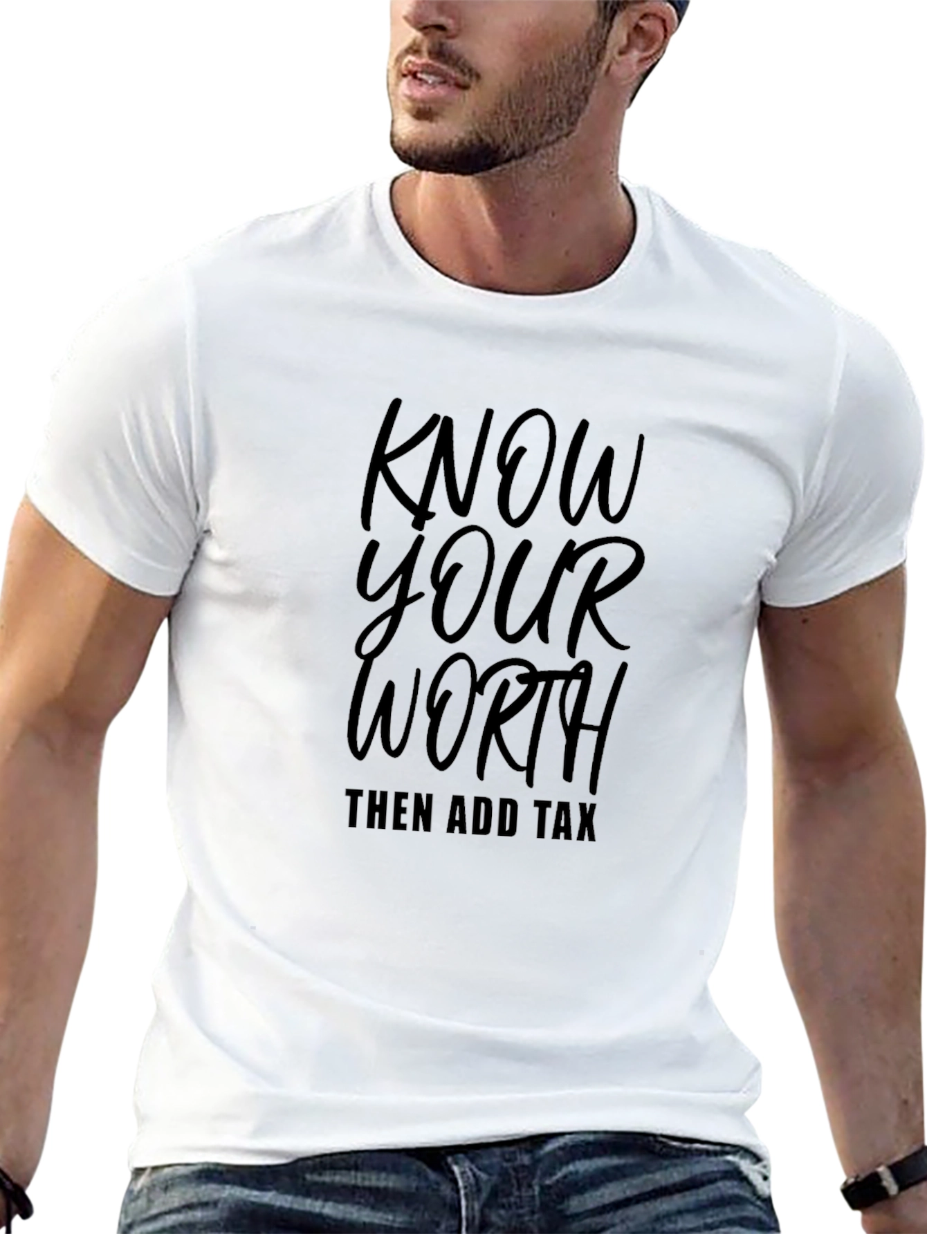 Know Your Worth Mens Black Graphic Tee