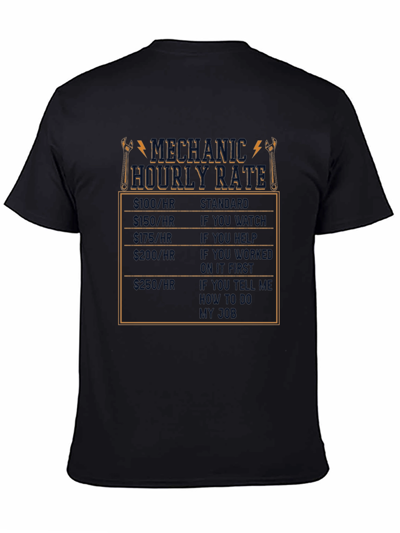 Mechanic Hourly Rate Humor T-Shirt