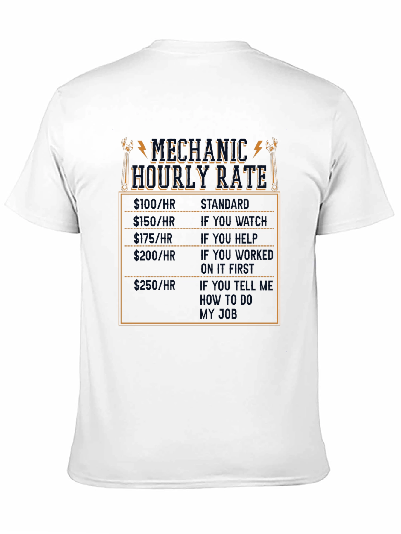 Mechanic Hourly Rate Humor T-Shirt
