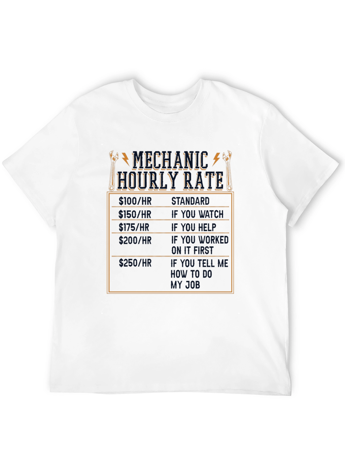 Mechanic Hourly Rate Humor T-Shirt