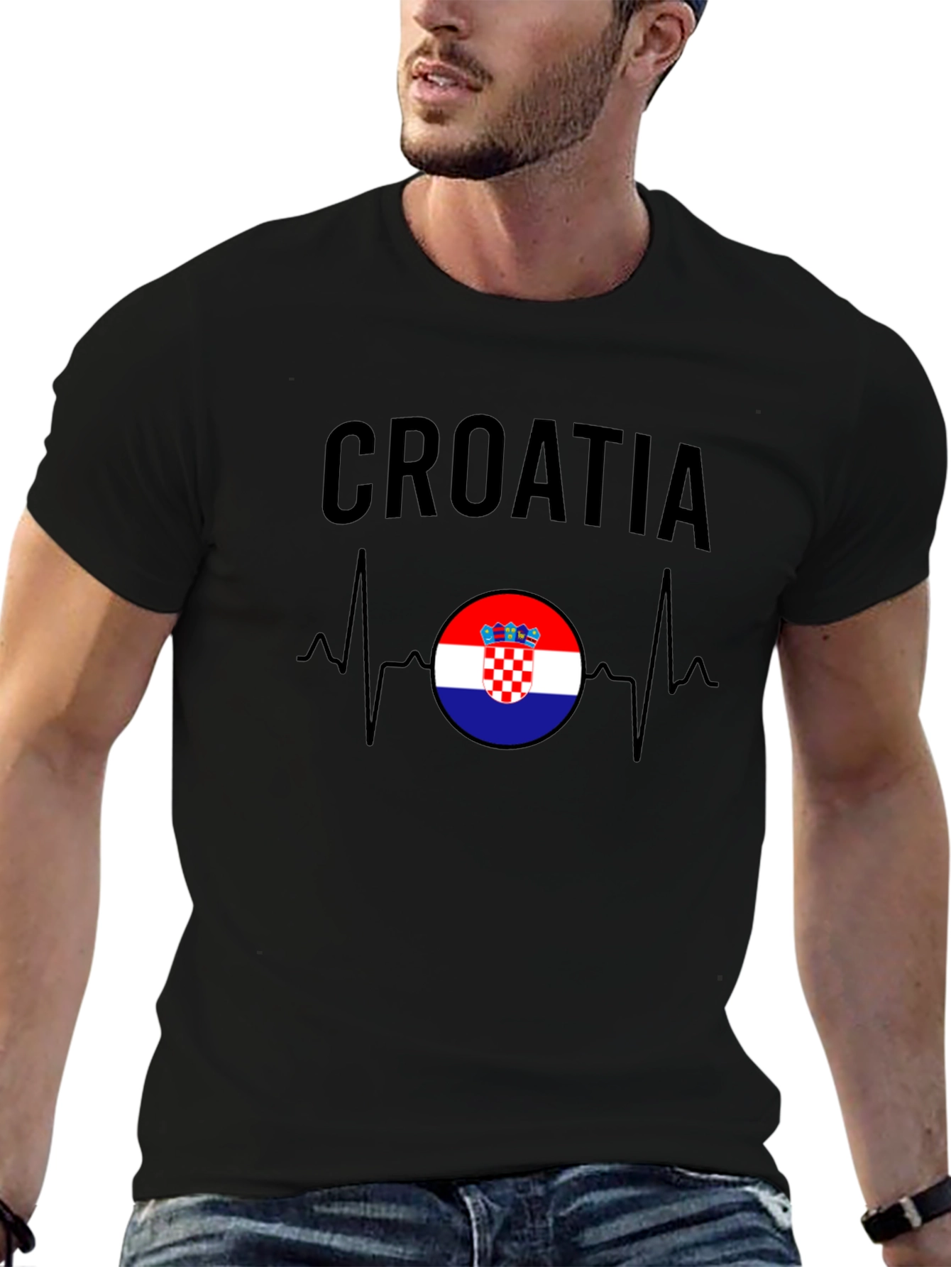 Croatia Flag Heartbeat T-Shirt - Croatian Pride Tee