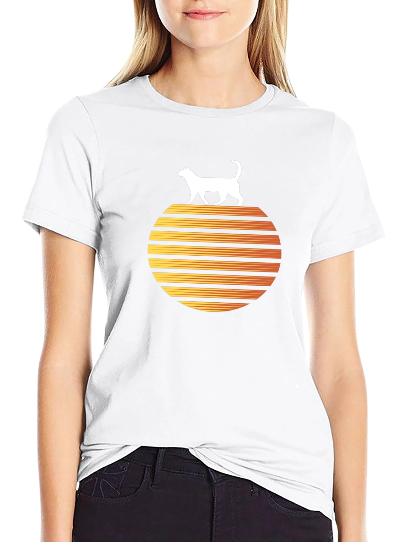 Retro Cat Sunset Graphic Tee