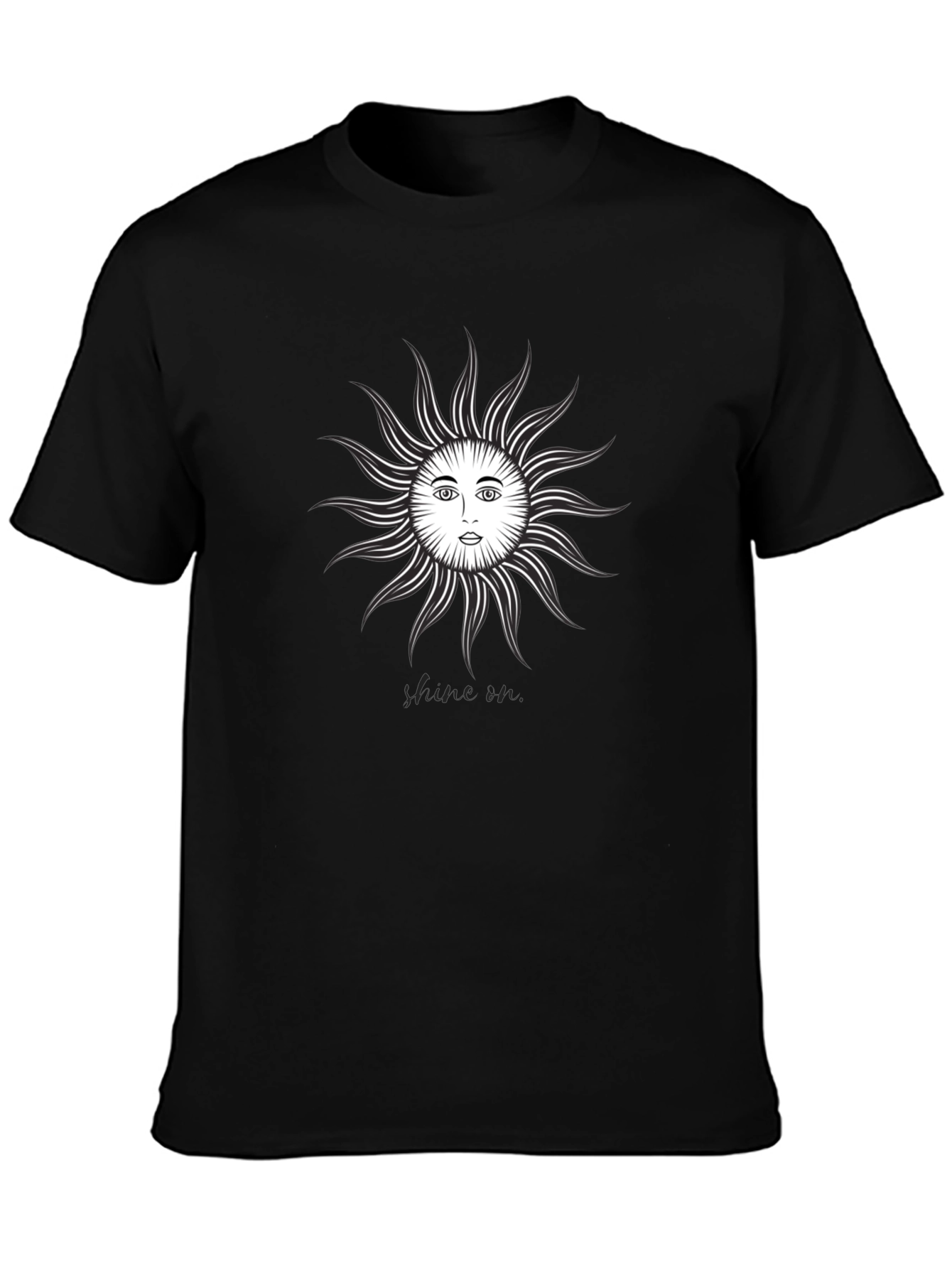 Sun Face Graphic Tee - Black Cotton T-Shirt