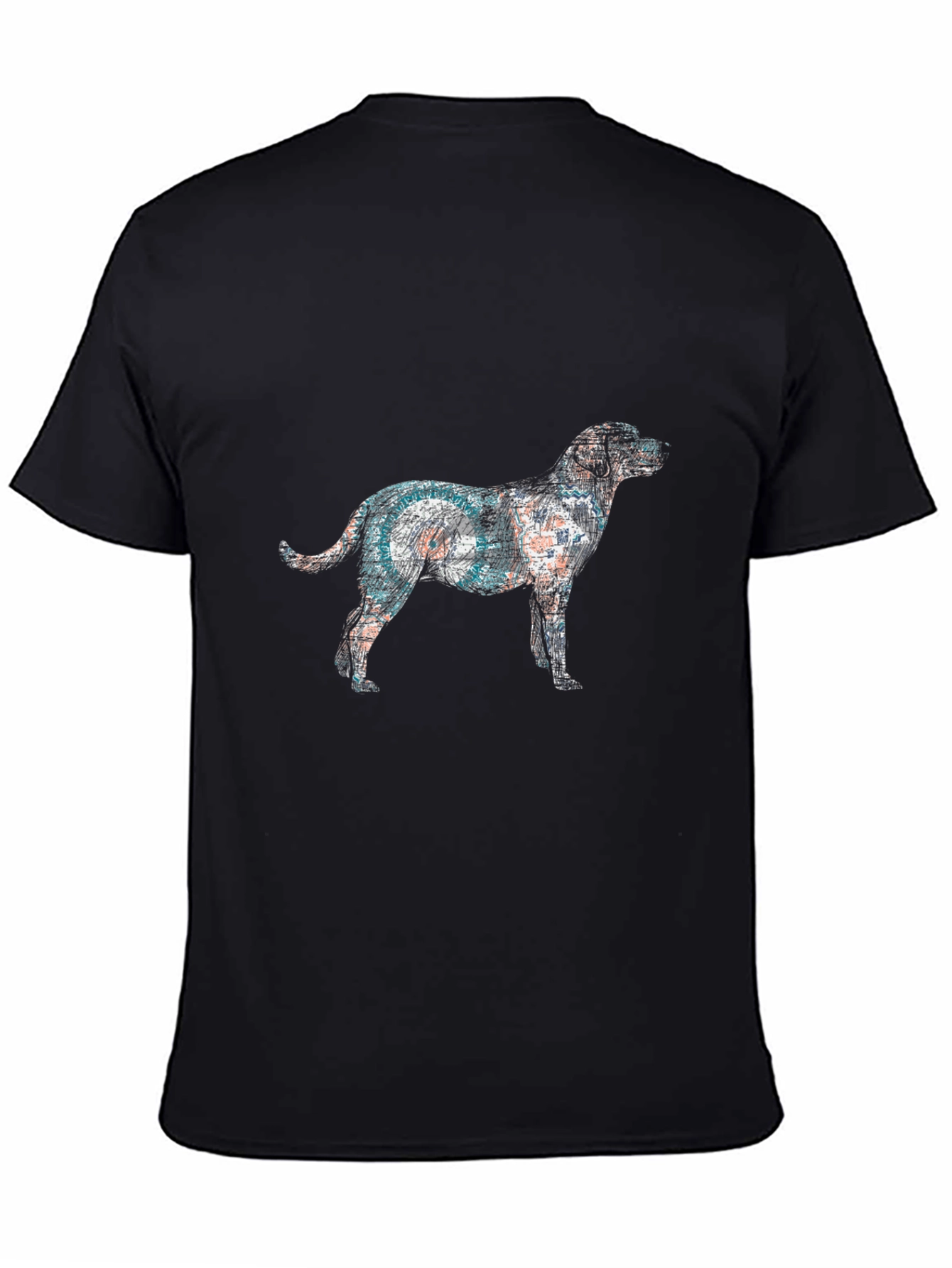 Dog Art Graphic Tee - Black Cotton Casual T-Shirt