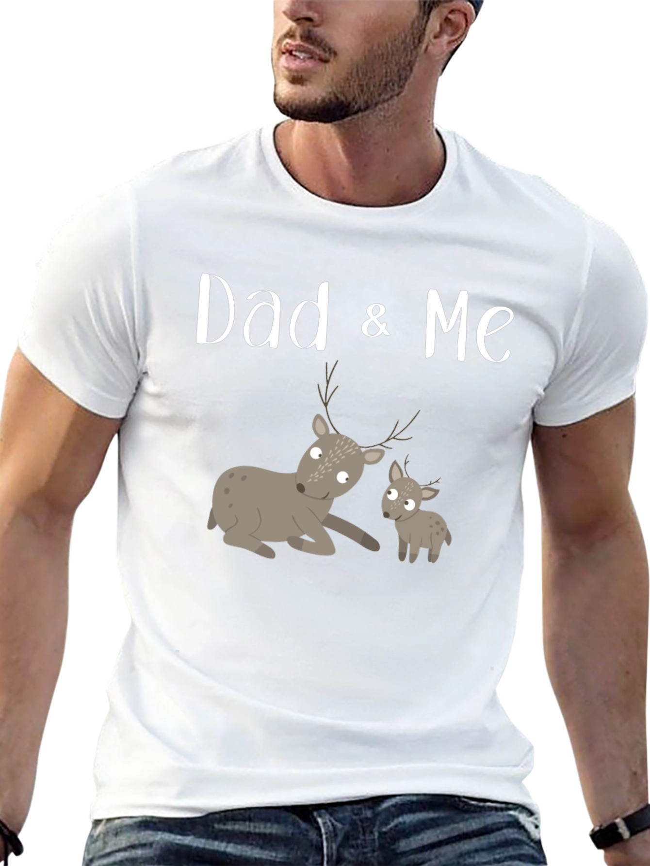 Dad & Me Deer Graphic Tee - Black Cotton