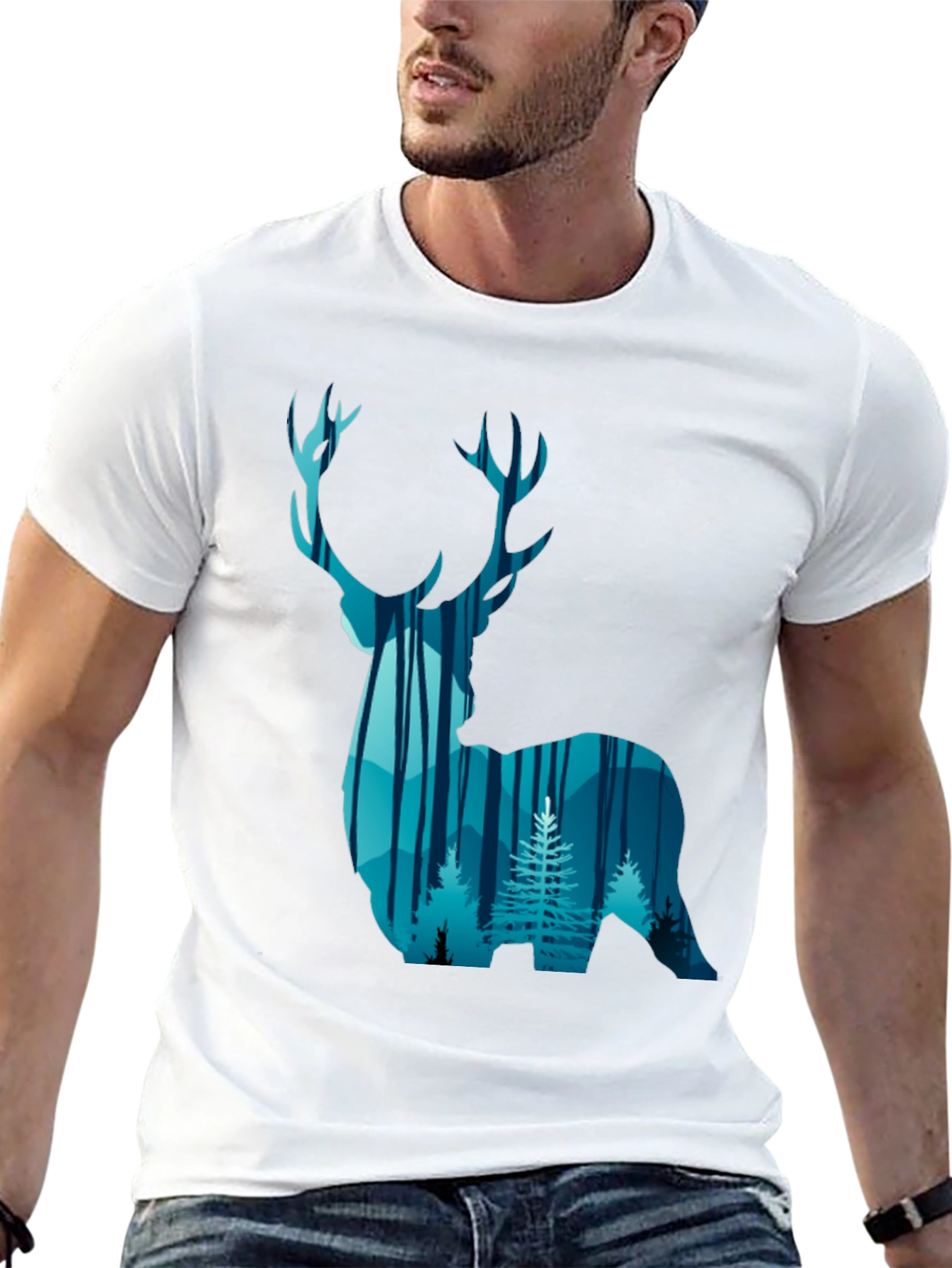 Deer Forest Graphic Tee - Black