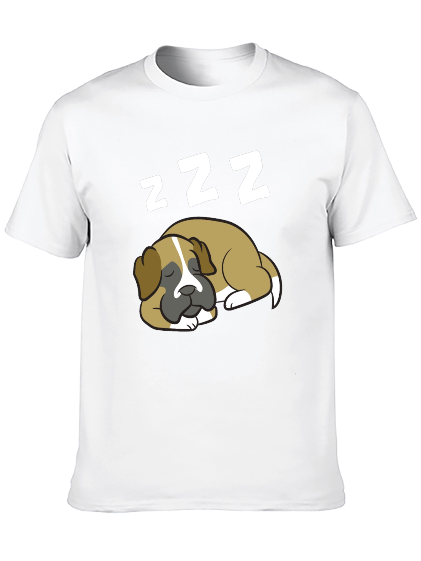 Cute Sleeping Dog ZZZ Mens Black T-Shirt