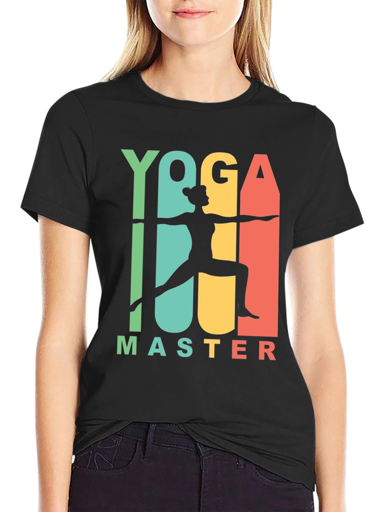Yoga Master Graphic Tee - Black Cotton T-Shirt