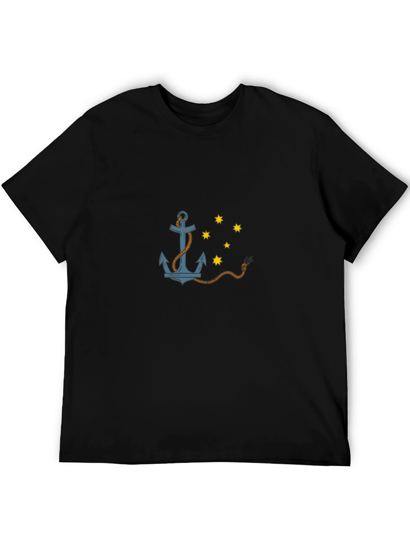 Nautical Anchor & Stars Black T-Shirt