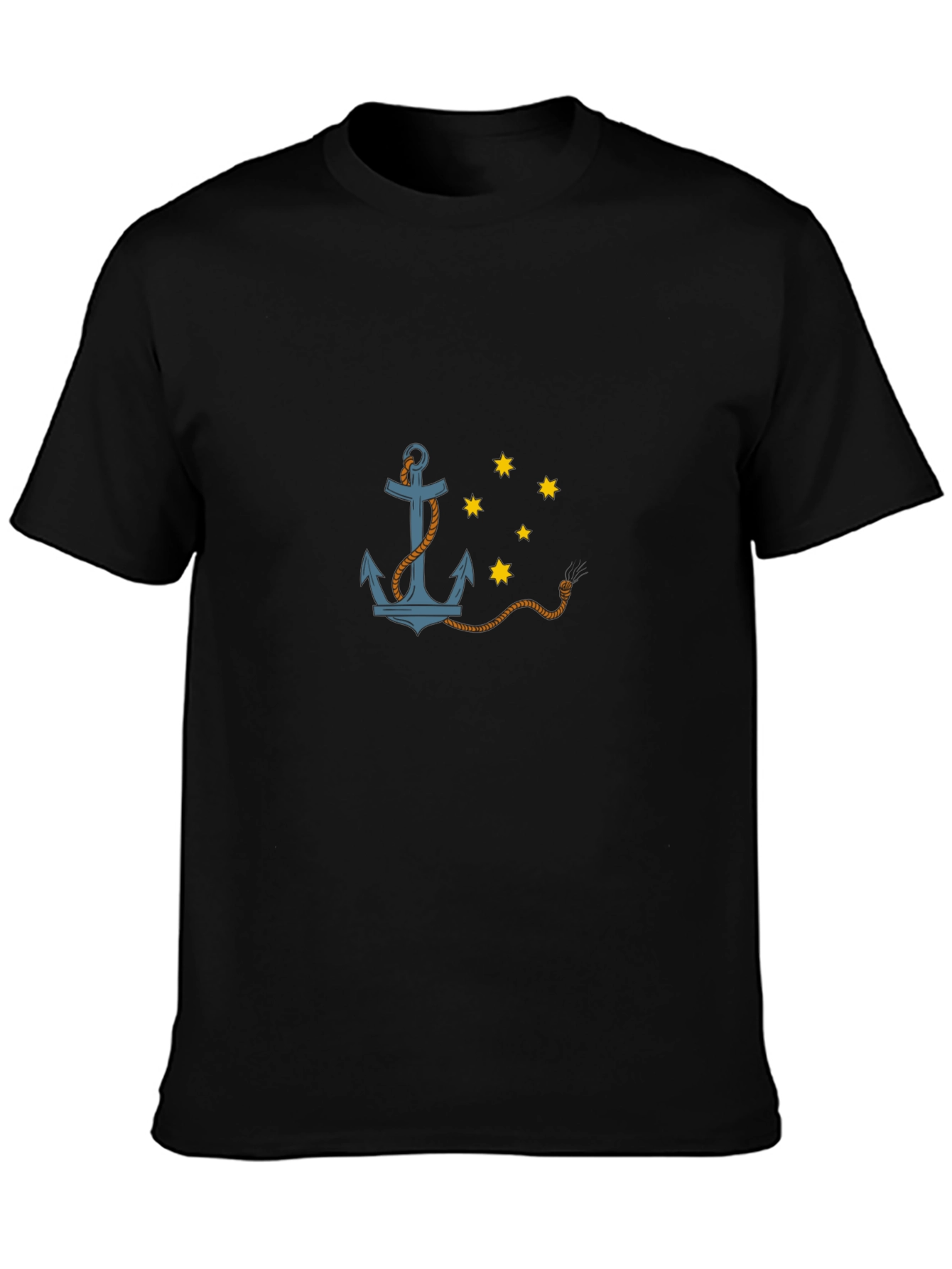 Nautical Anchor & Stars Black T-Shirt
