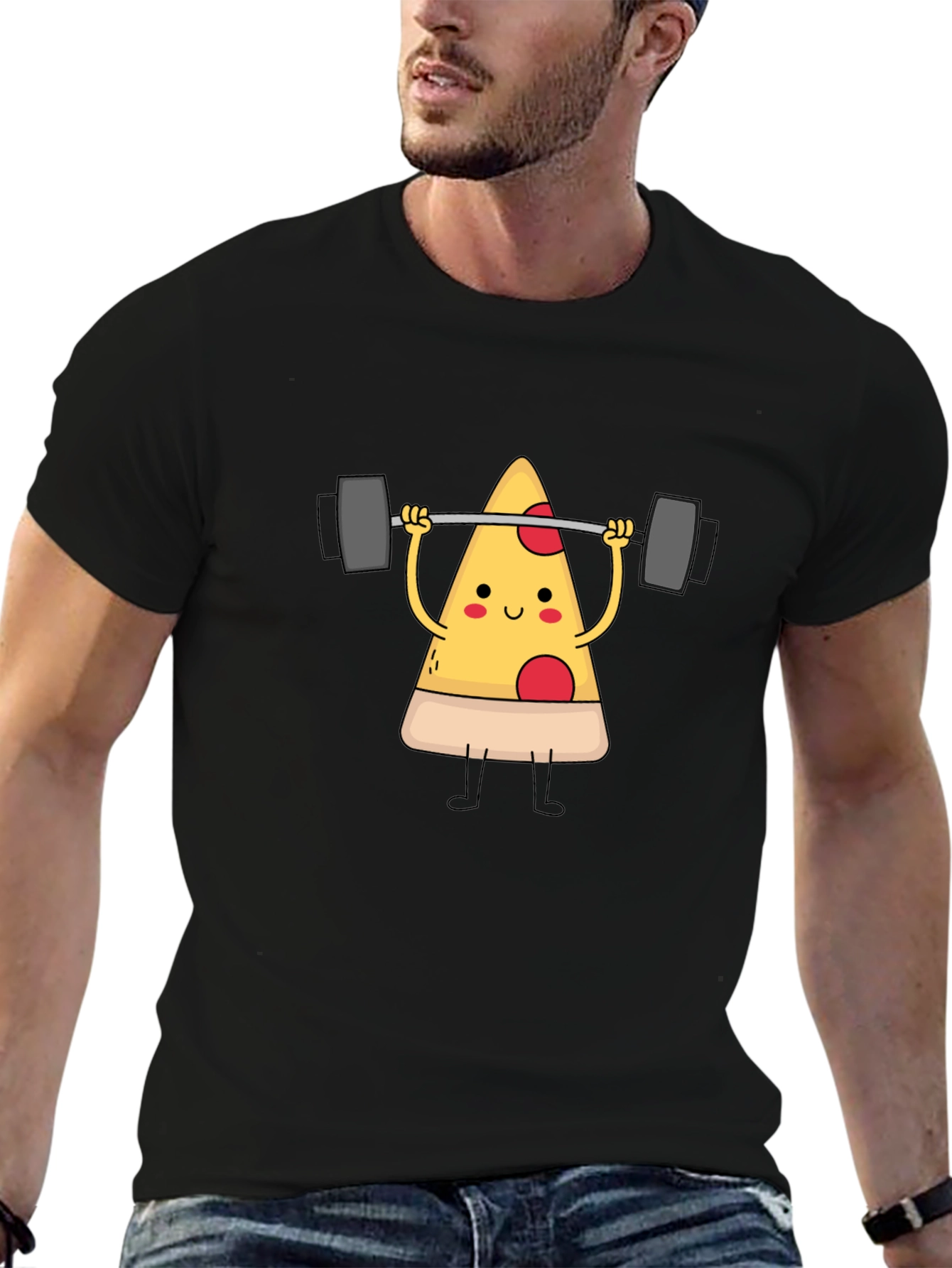 Pizza Lifting Barbell Graphic T-Shirt