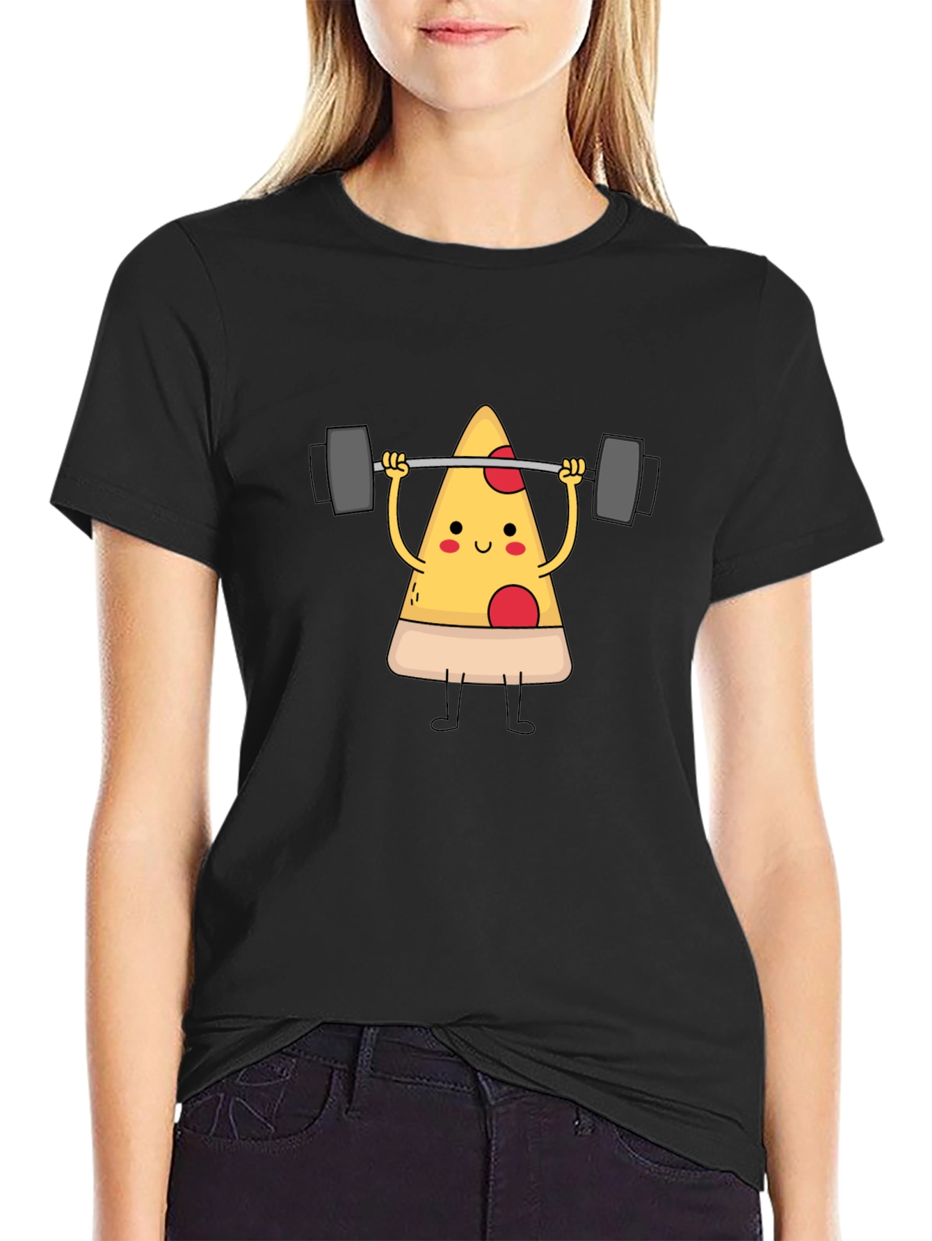 Pizza Lifting Barbell Graphic T-Shirt