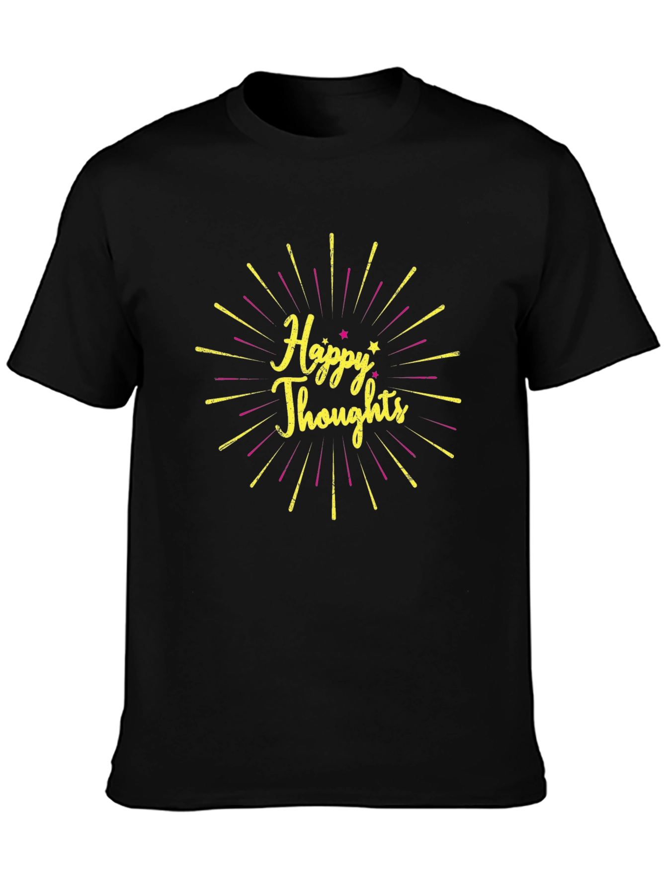 Happy Thoughts Graphic Tee - Black Cotton Casual Shirt