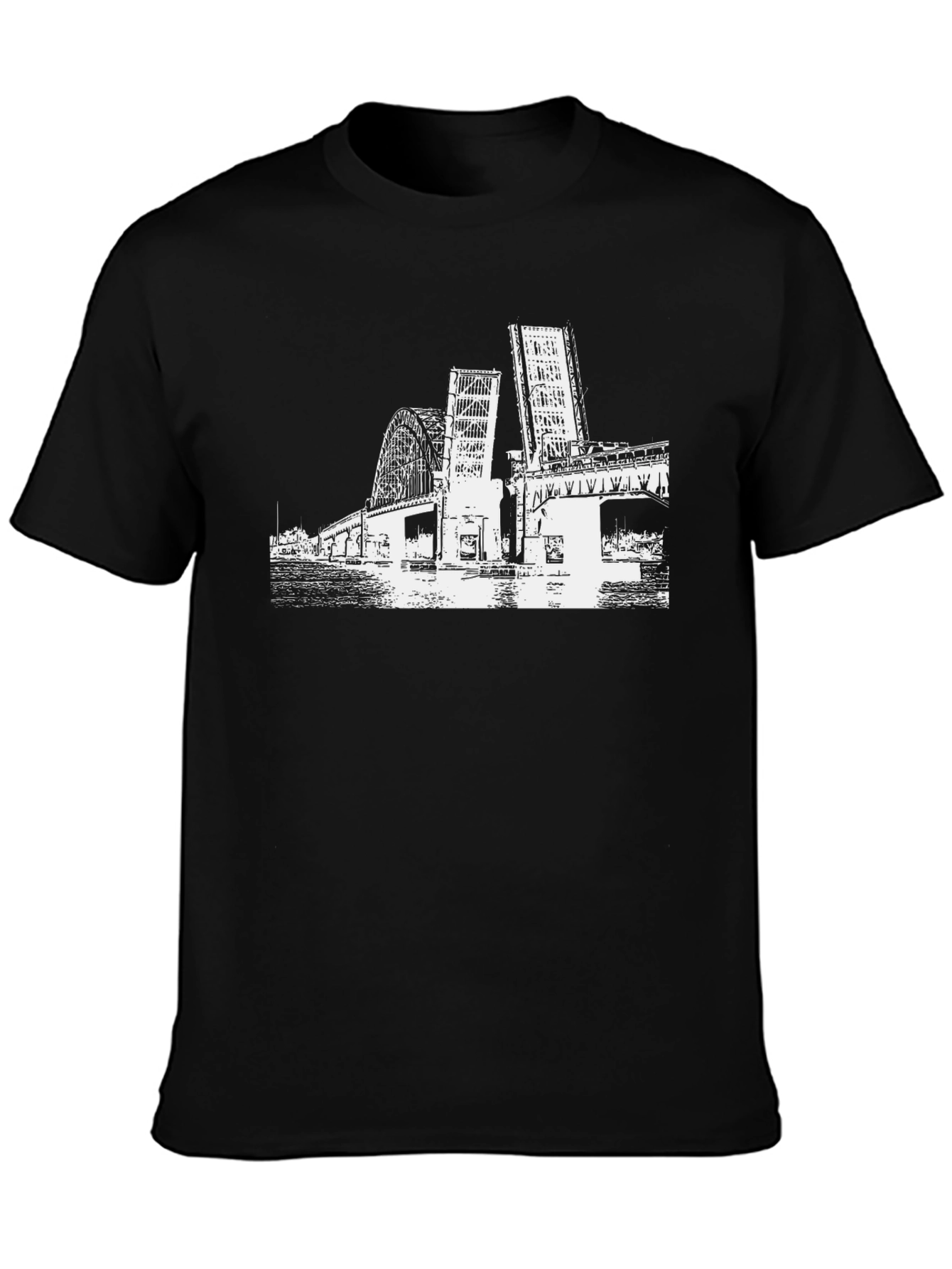 Bridge Graphic Tee - Black Cotton Casual Shirt