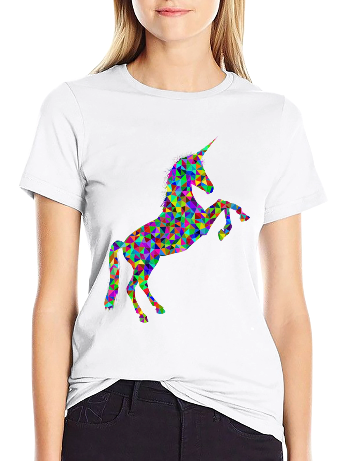 Geometric Unicorn Black T-Shirt - Mens