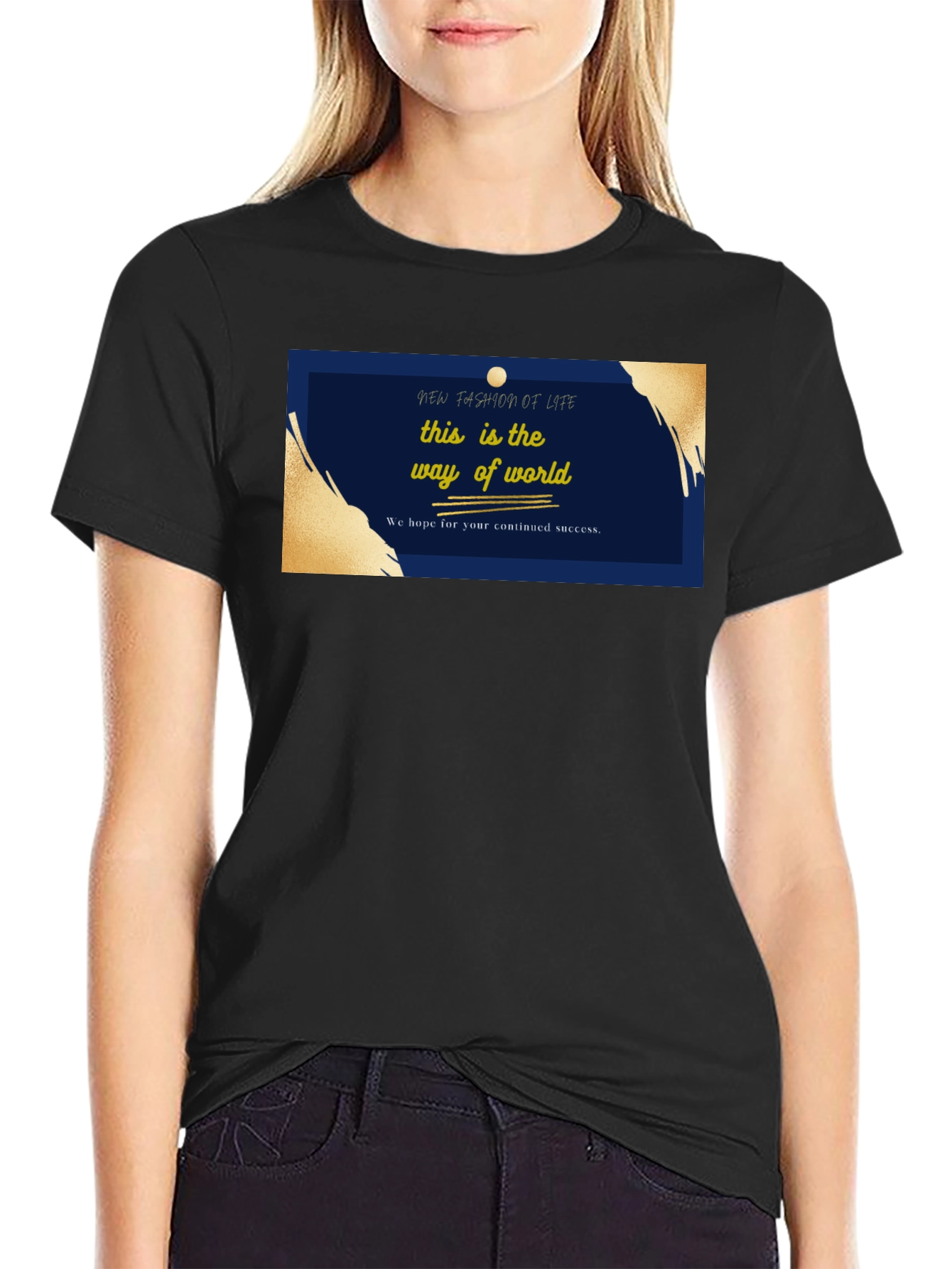 Stylish Black T-Shirt with New Fashion of Life Graphic