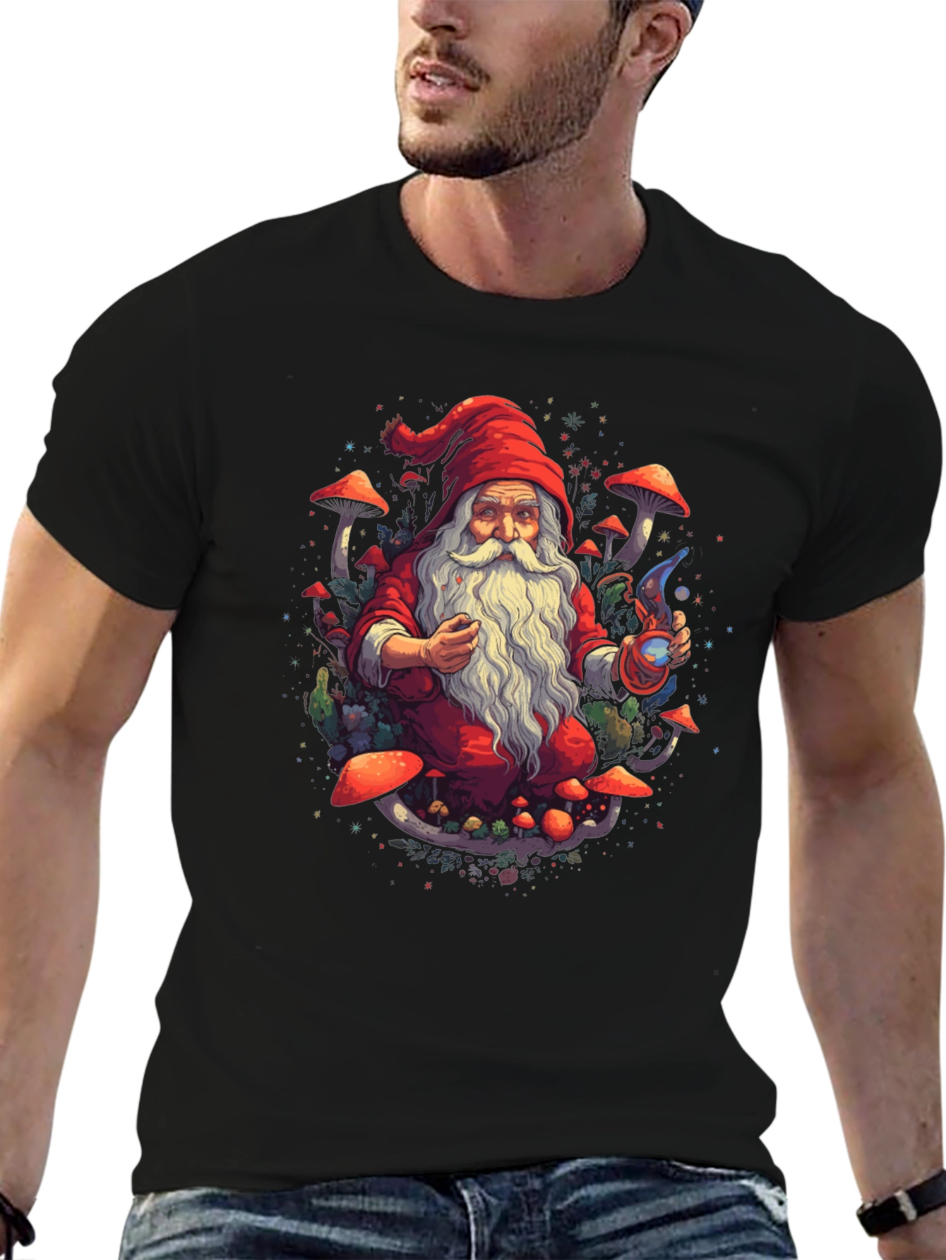 Wizard Gnome T-Shirt - Magical Forest Design