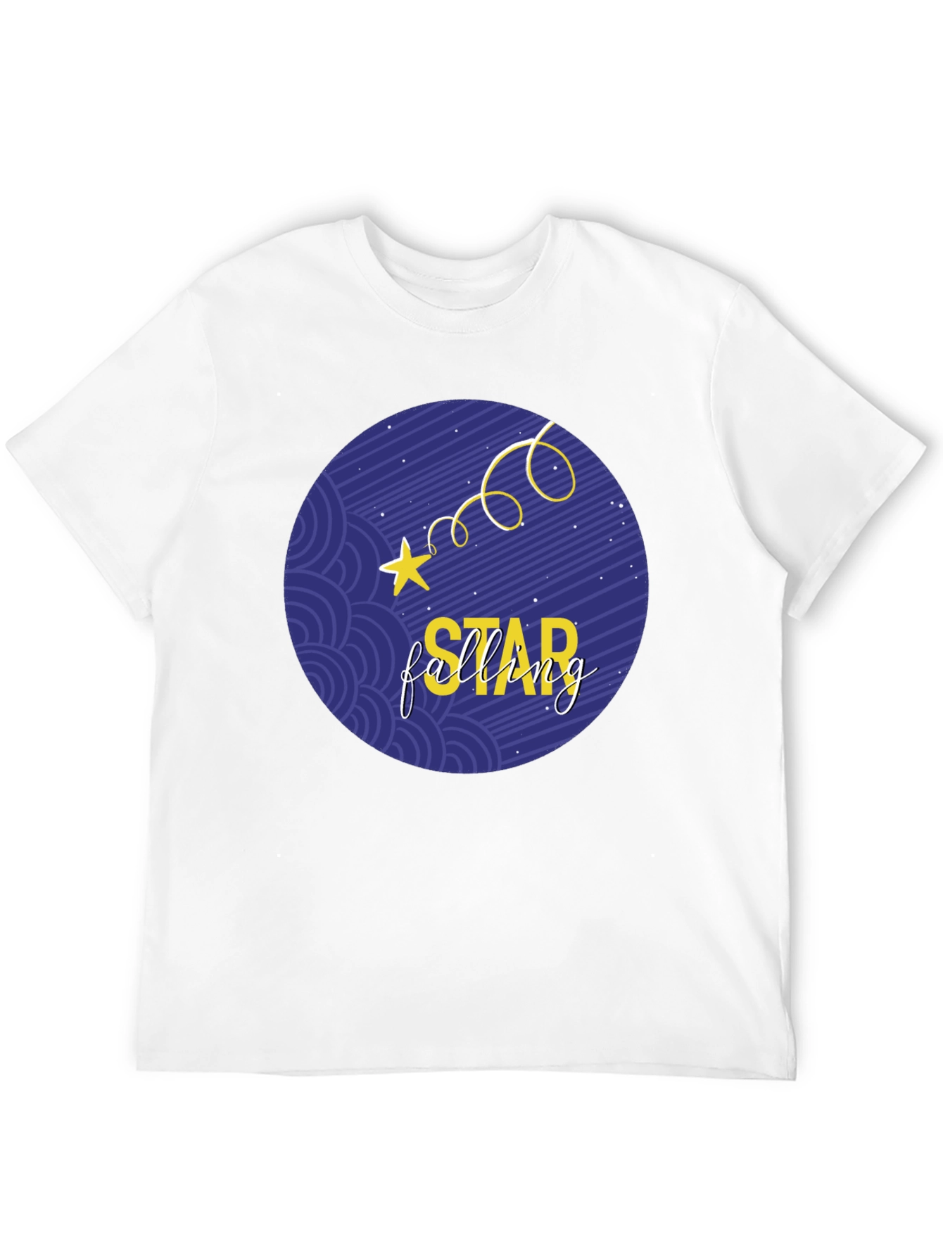 Falling Star Graphic Tee - Stylish Round Print T-Shirt