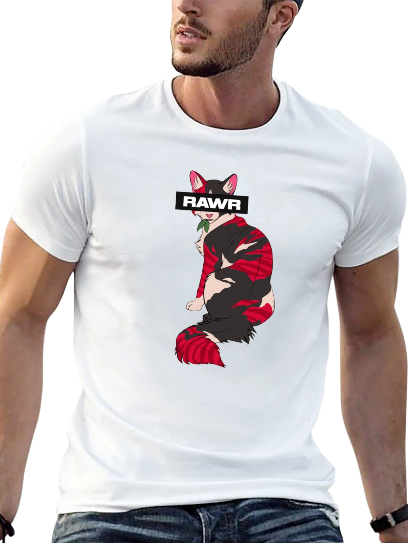 Rawr Cat Graphic Tee - Stylish Black Cotton T-Shirt