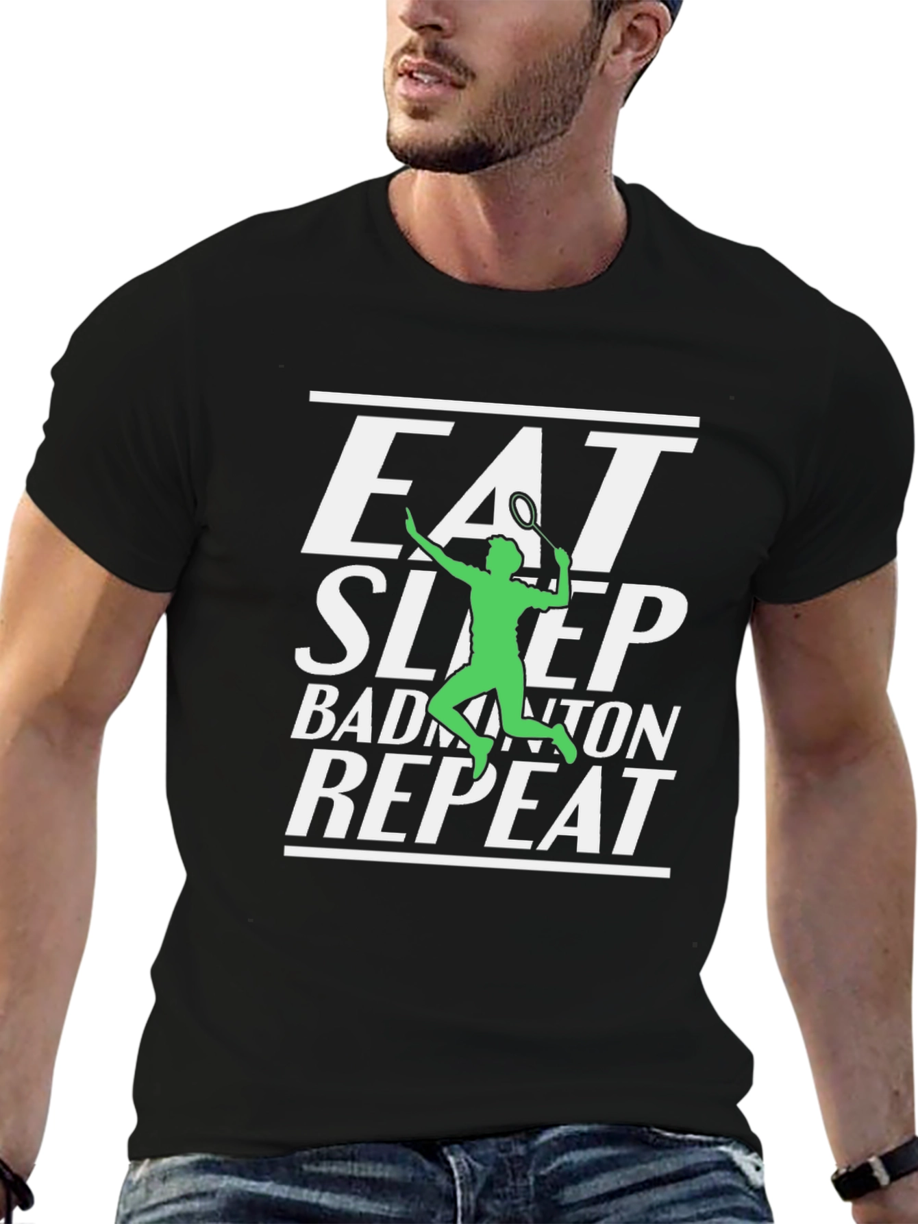 Eat Sleep Badminton Repeat Graphic Tee