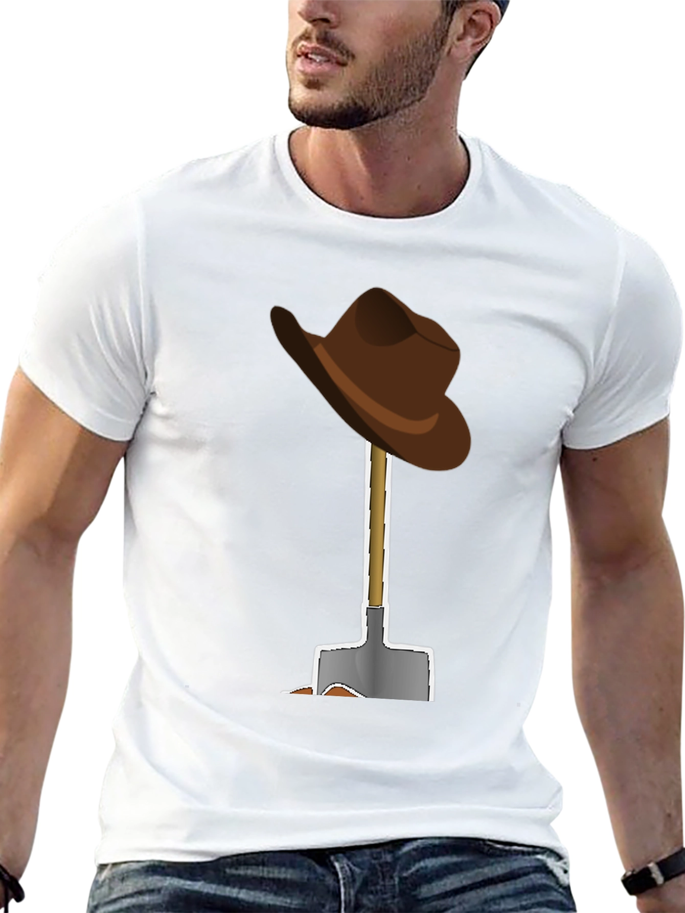 Cartoon Cowboy Hat and Shovel Graphic Tee