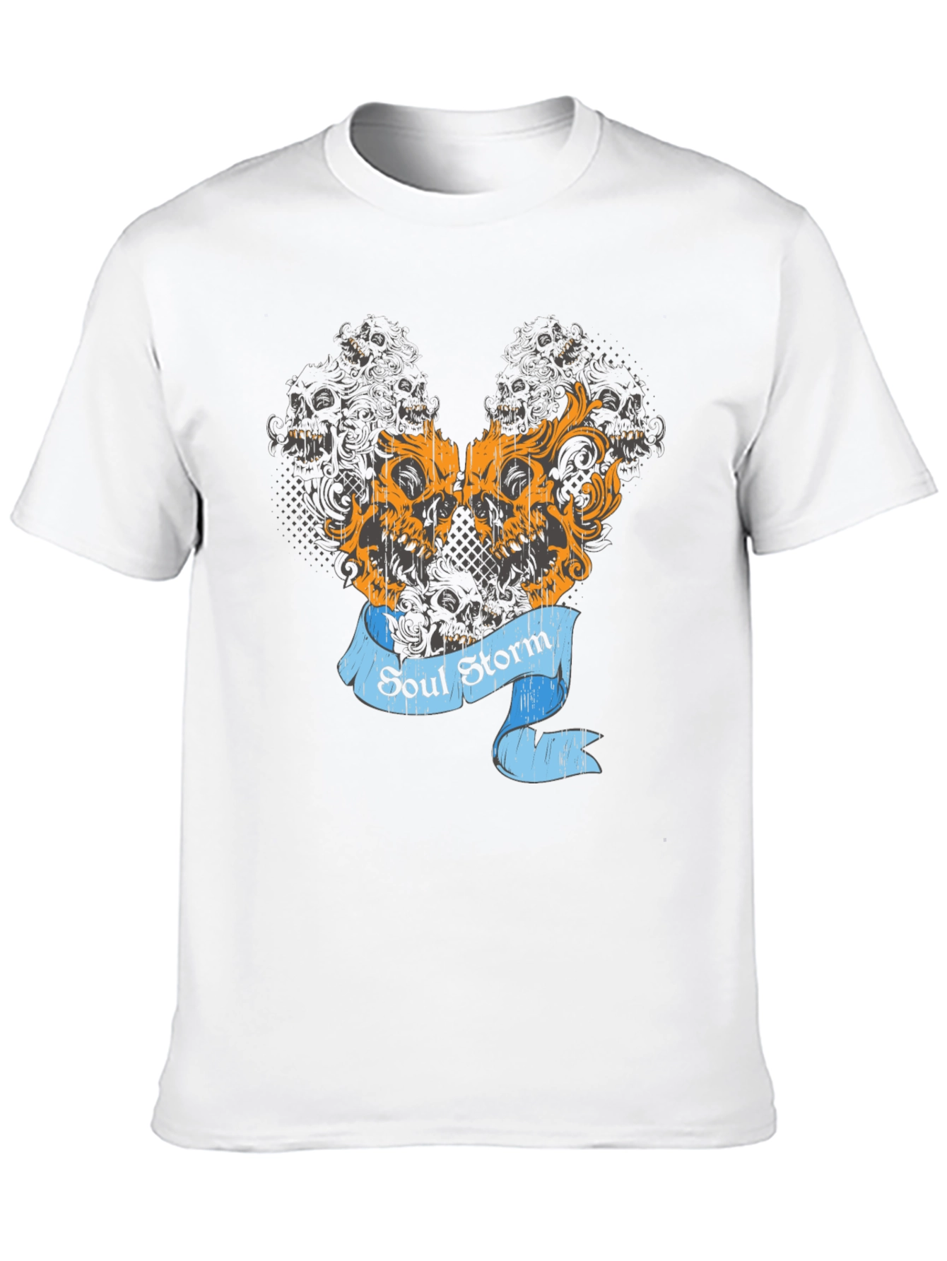 Skull Storm Graphic Print Mens Black T-Shirt