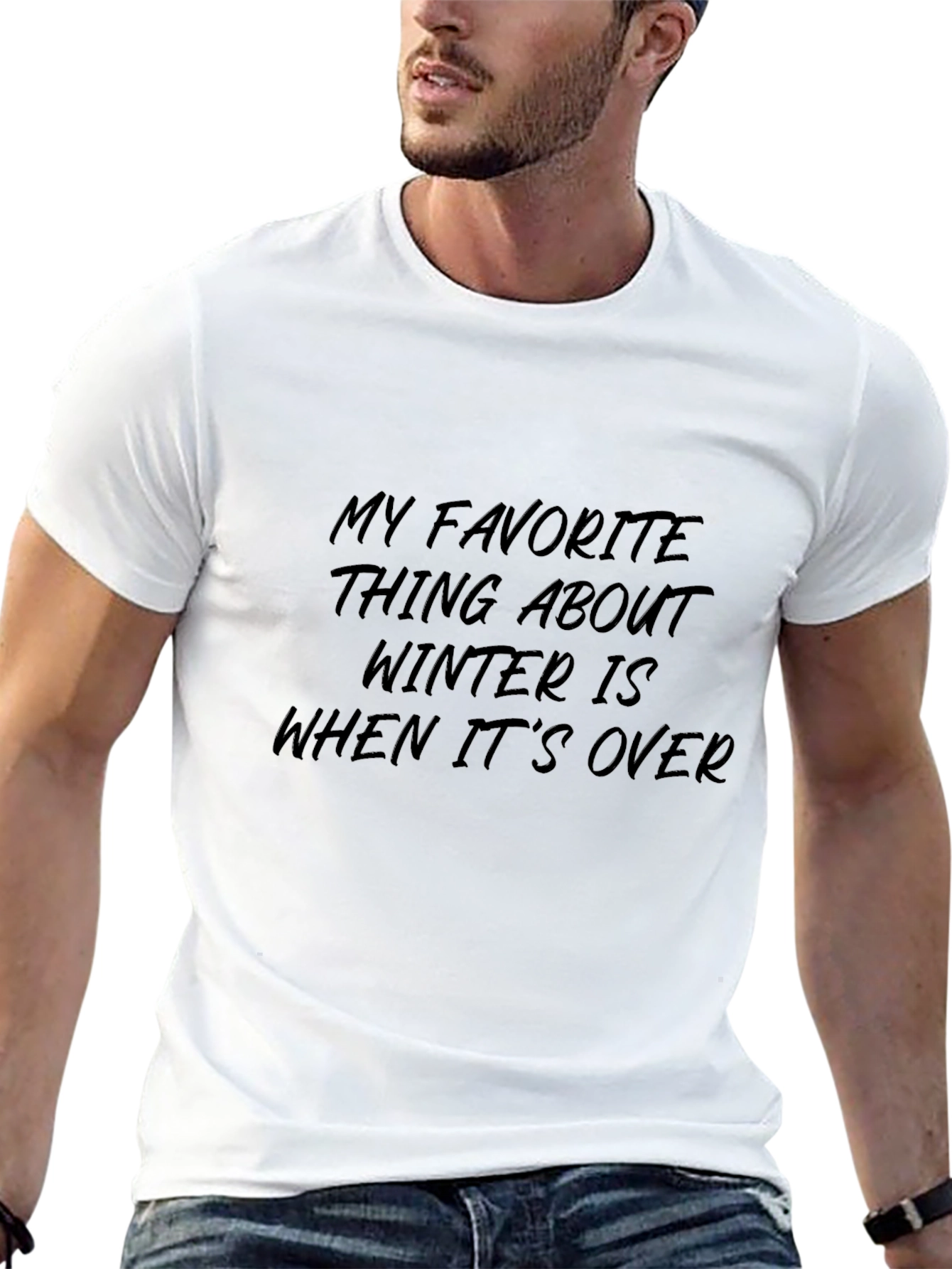 Funny Winter Slogan Black T-Shirt