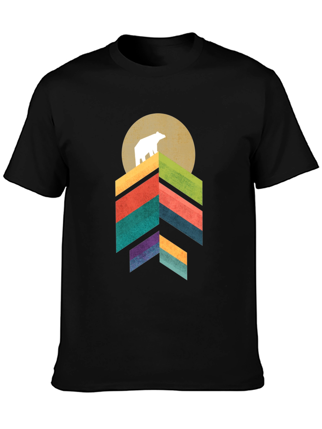 Geometric Bear Mountain Graphic Tee - Black