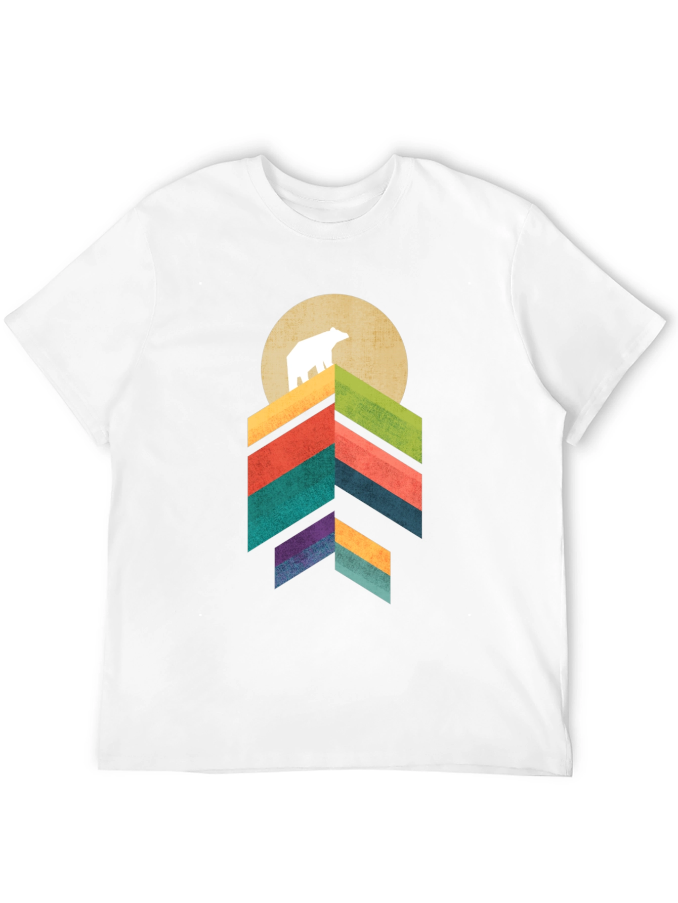Geometric Bear Mountain Graphic Tee - Black