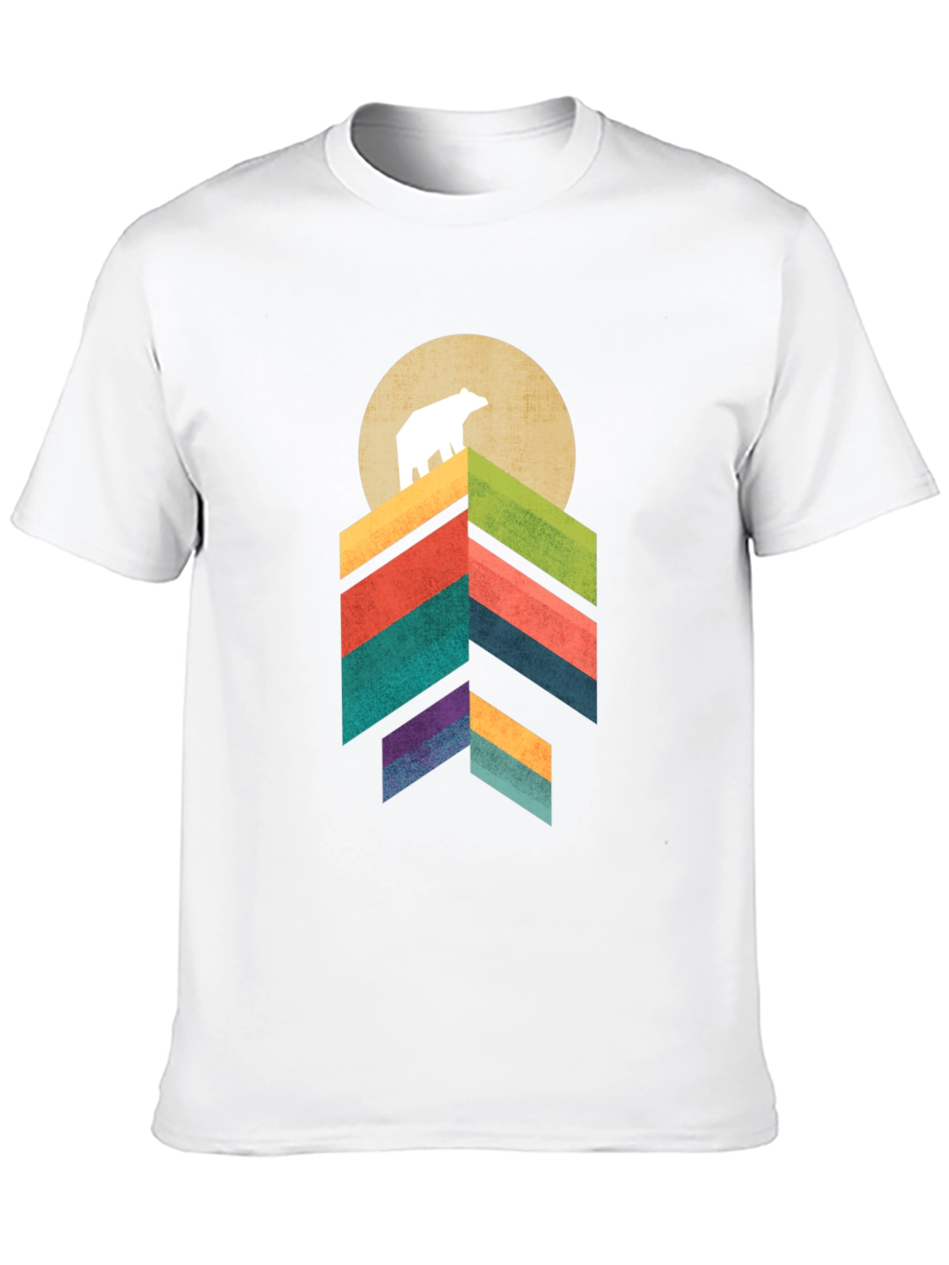 Geometric Bear Mountain Graphic Tee - Black