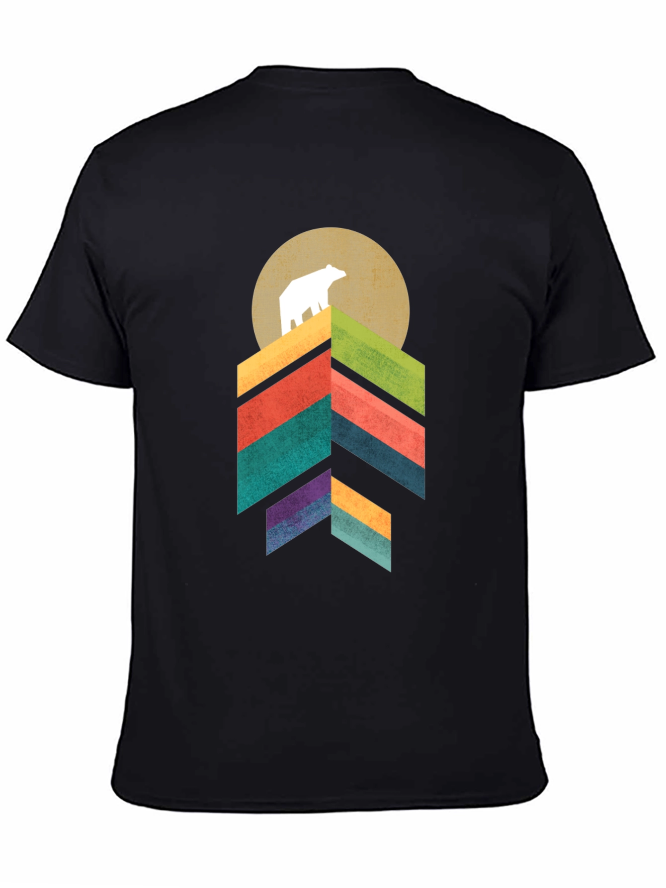 Geometric Bear Mountain Graphic Tee - Black