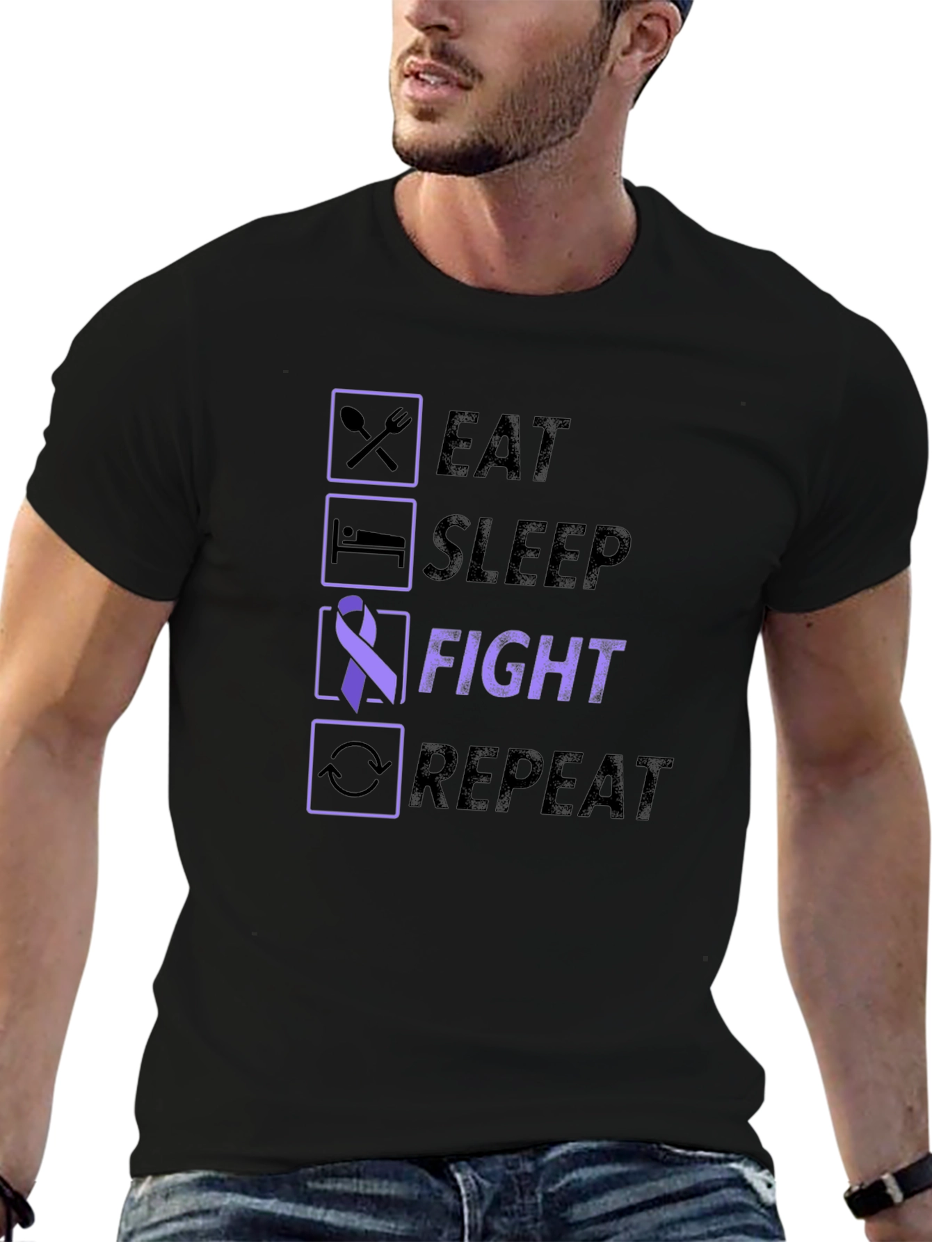 Eat Sleep Fight Repeat Awareness T-Shirt