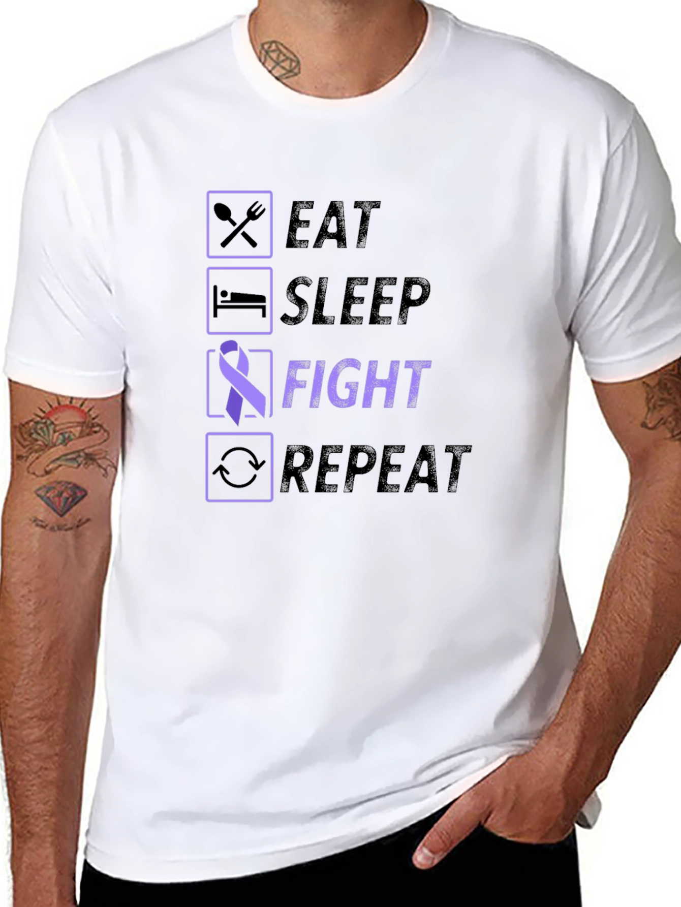 Eat Sleep Fight Repeat Awareness T-Shirt