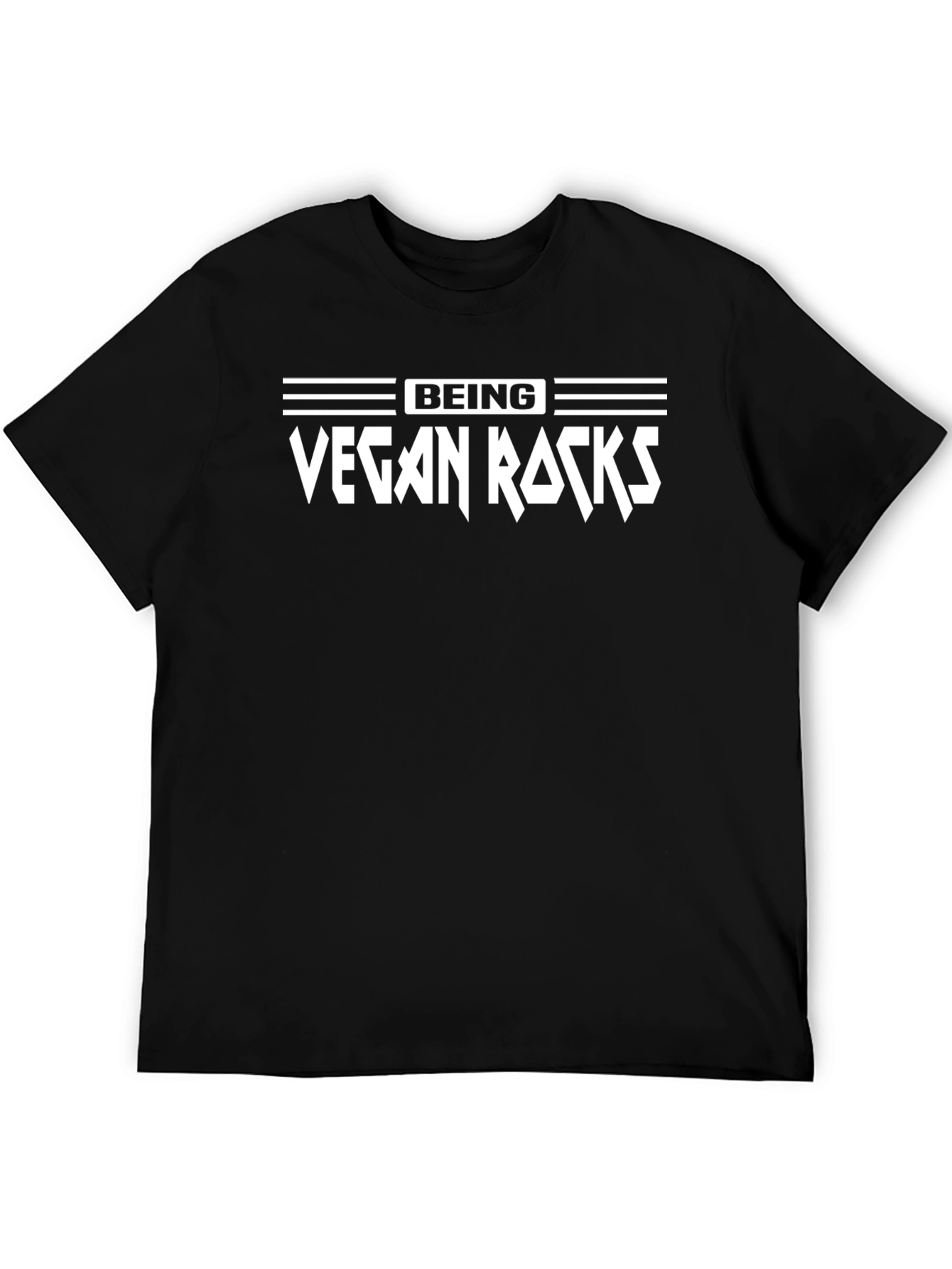 Vegan Rocks T-Shirt - Black Cotton Graphic Tee