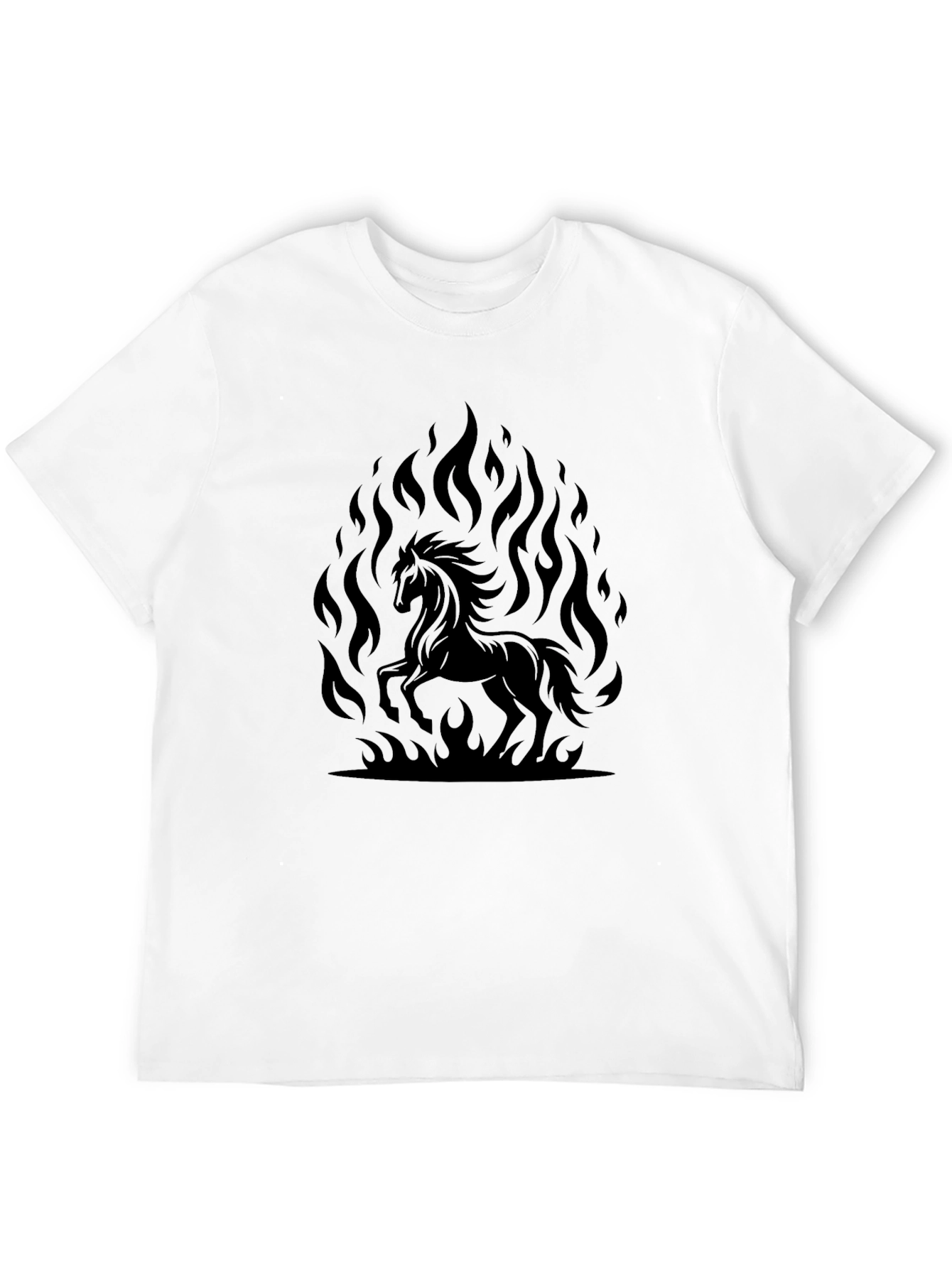 Black Horse in Flames Graphic Tee