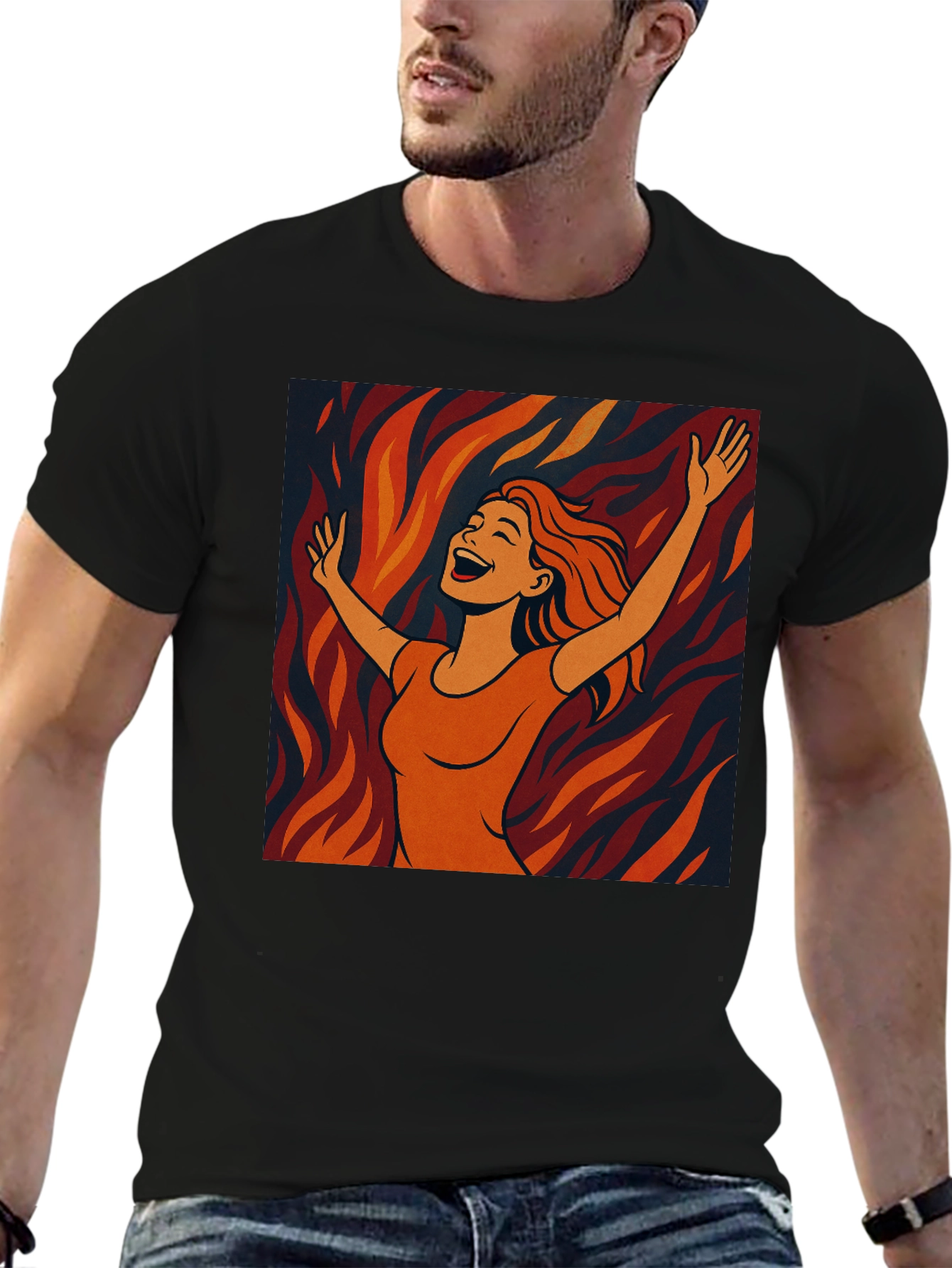 Joyful Woman Graphic Tee - Trendy Black T-Shirt