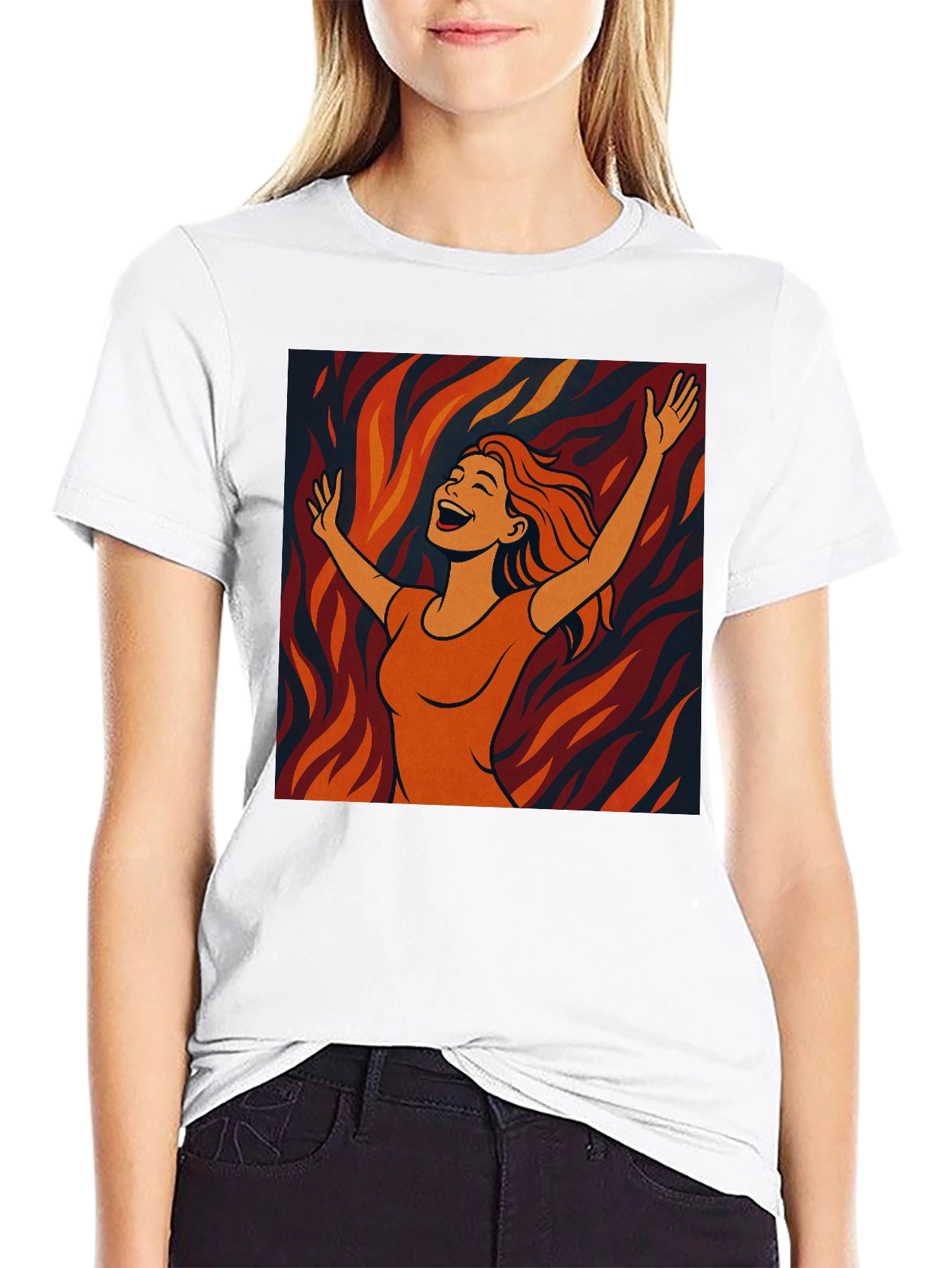 Joyful Woman Graphic Tee - Trendy Black T-Shirt