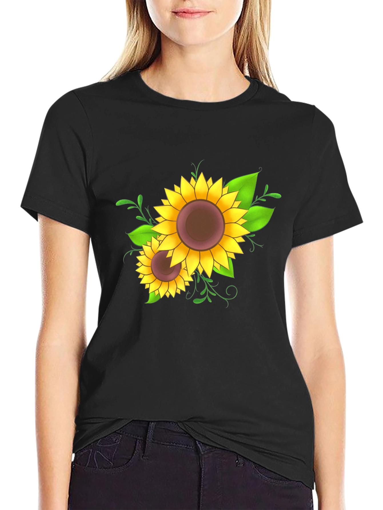 Sunflower Graphic Black T-Shirt