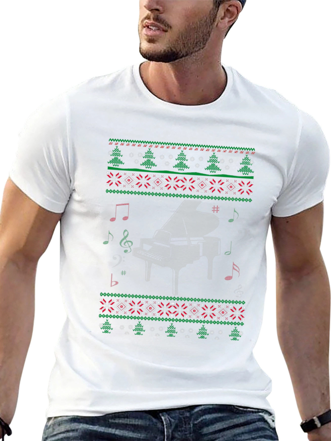 Piano Christmas Ugly Sweater T-Shirt