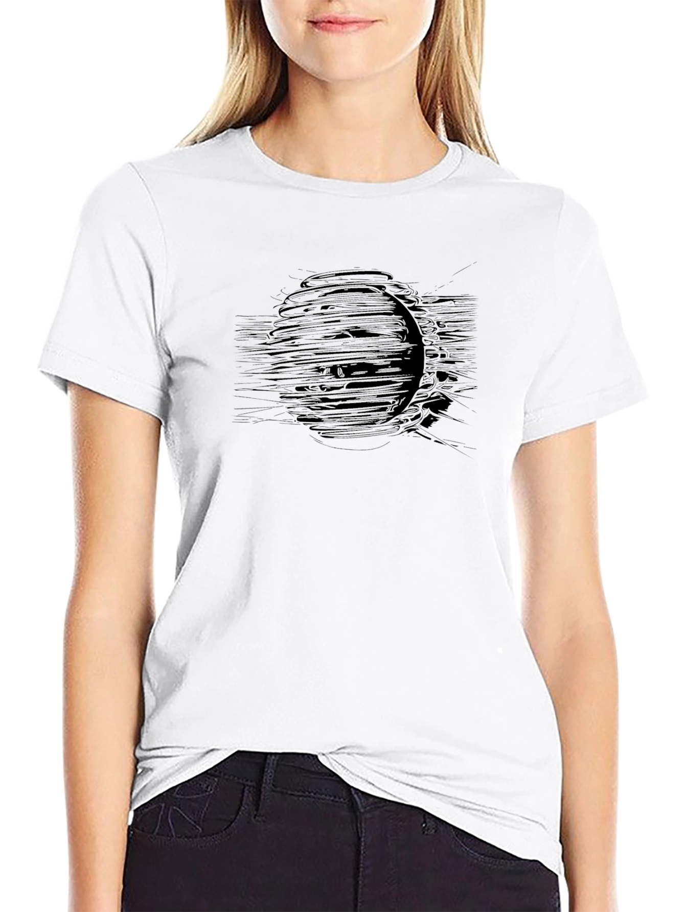 Abstract Graphic Black Crew Neck T-Shirt