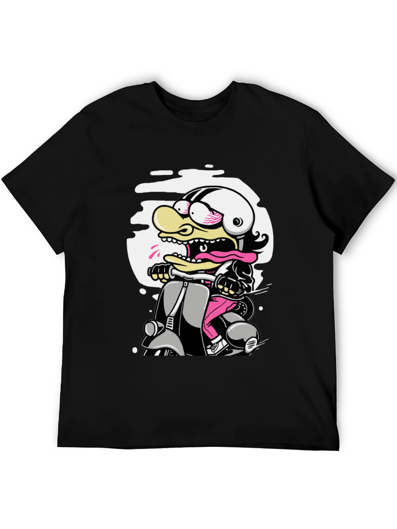 Cartoon Duck on Scooter Graphic Tee